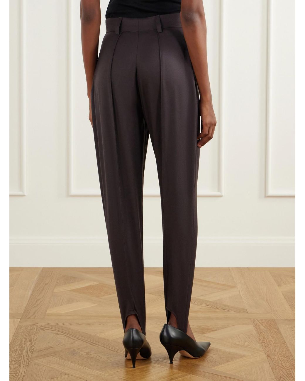 Stella McCartney Brown Tapered Wool-Flannel Stirrup Pants