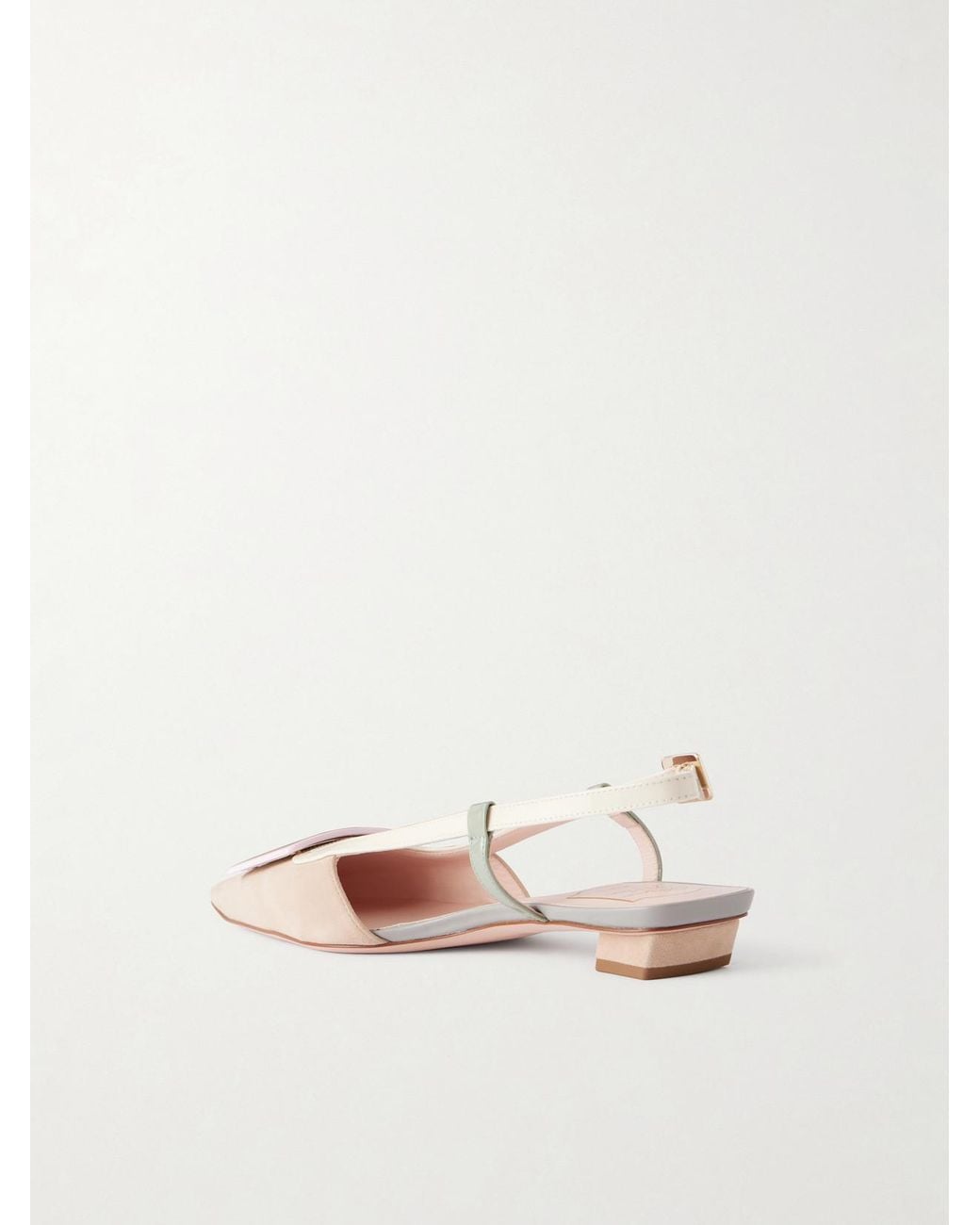 Roger Vivier Natural Belle Vivier 20 Buckled Leather-Trimmed Suede Ballet Flats