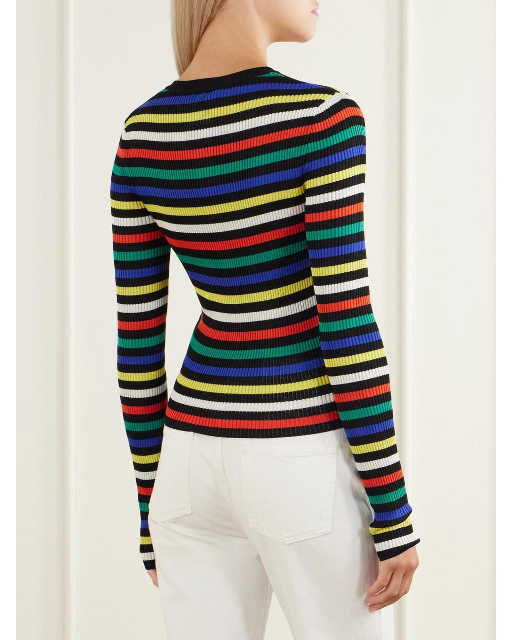 Dolce & Gabbana Blue Ribbed Striped Silk Cardigan