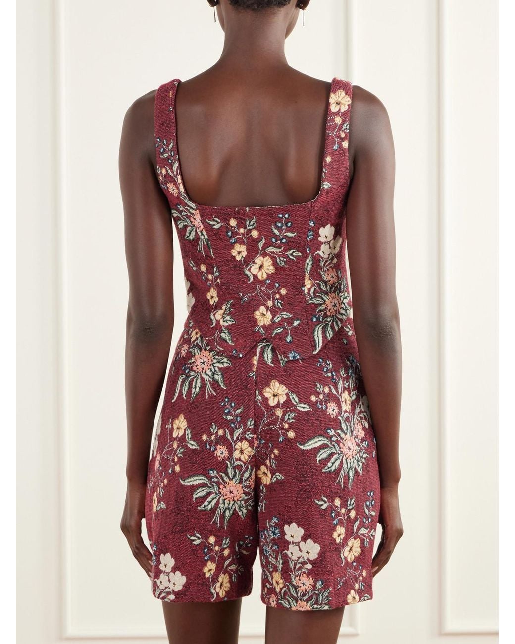 Agua Bendita Pink Pergamino Floral-Jacquard Cotton-Blend Vest