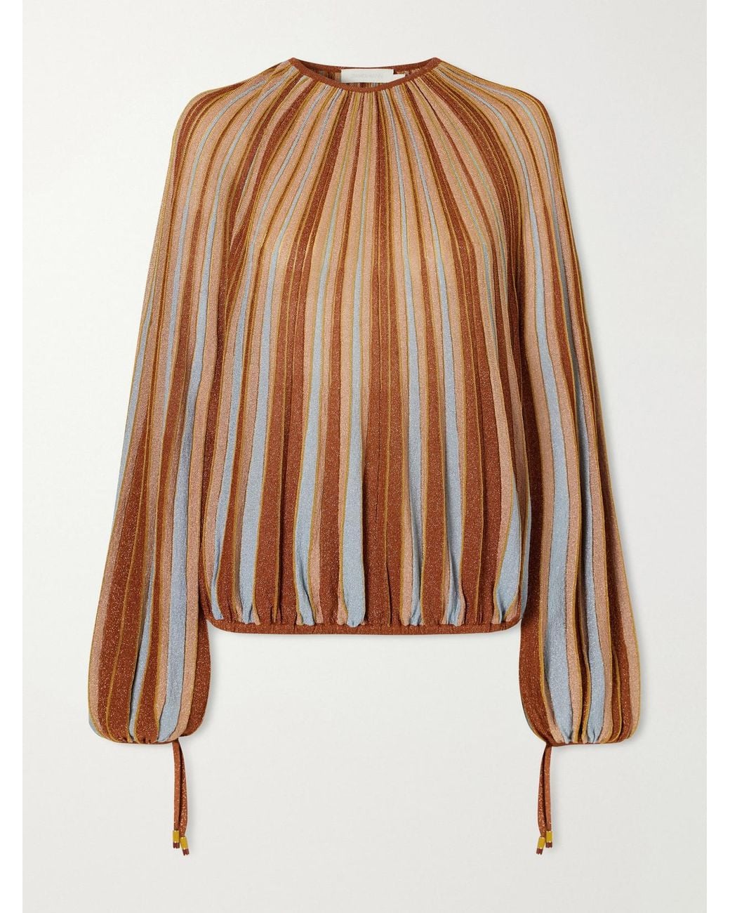 Zimmermann Brown Echo Striped Knitted Top