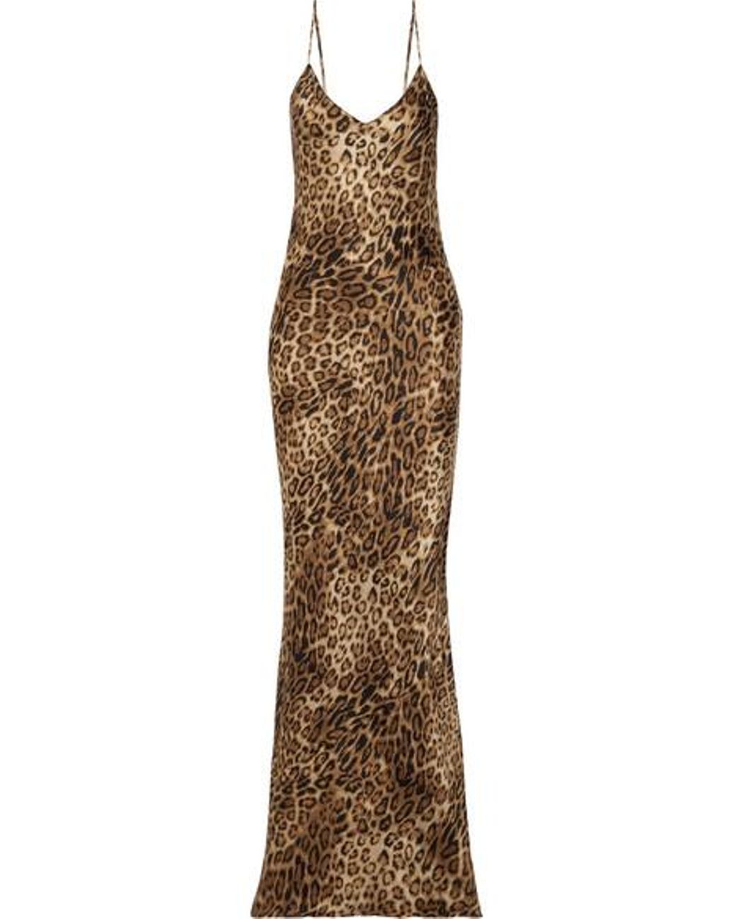 Nili Lotan Leopard-print Silk-satin Maxi Dress in Brown | Lyst