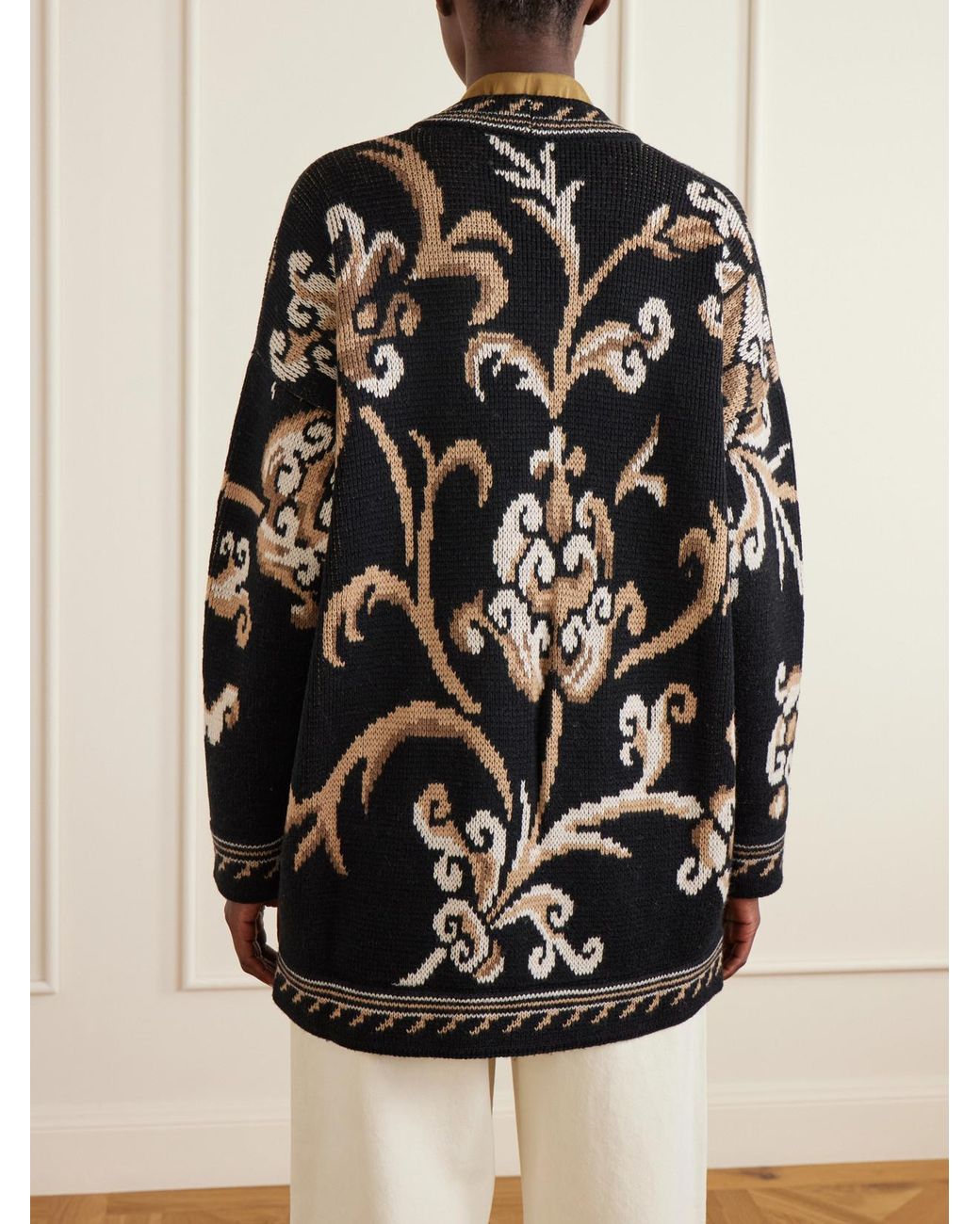 Etro Black Jacquard-Knit Wool Cardigan