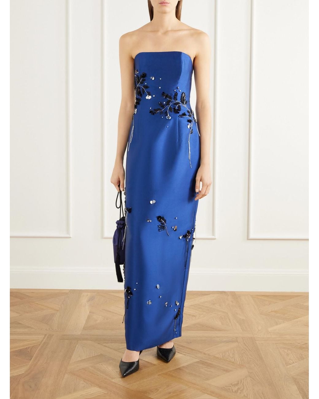 Jonathan Simkhai Blue Zirell Sequin-Embellished Mikado Gown