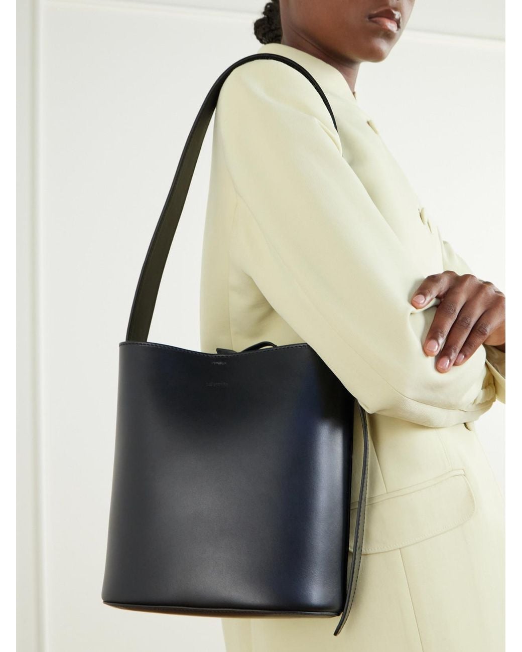 LIE STUDIO White Paula Leather Tote