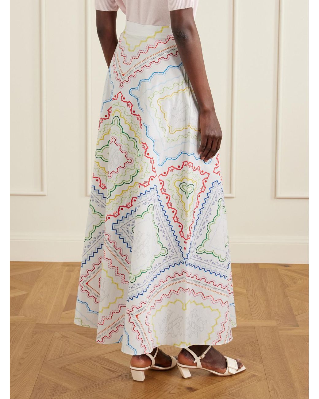Mary Katrantzou White Printed Cotton-Blend Midi Coverup
