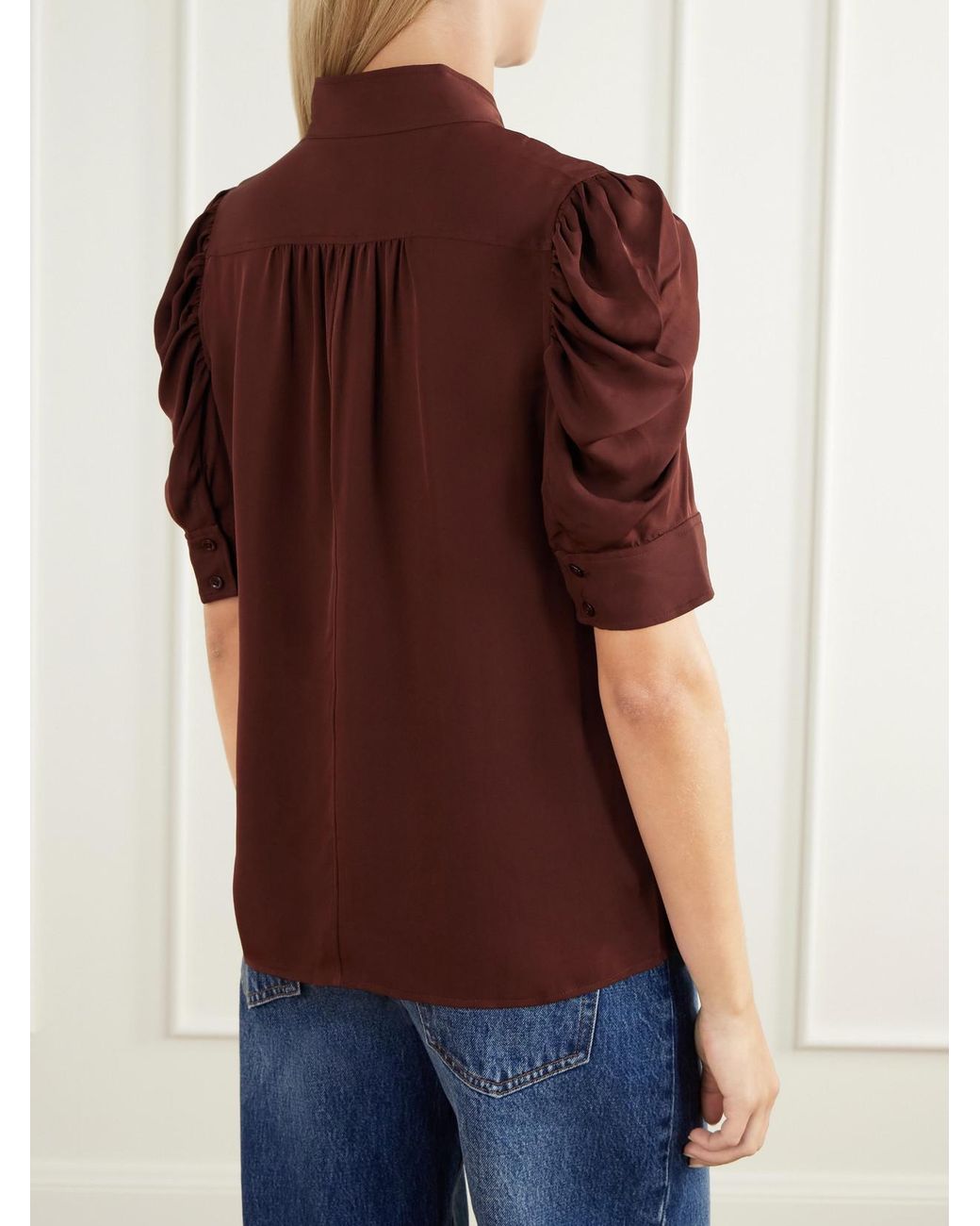 FRAME The Gillian Gathered Silk Blouse