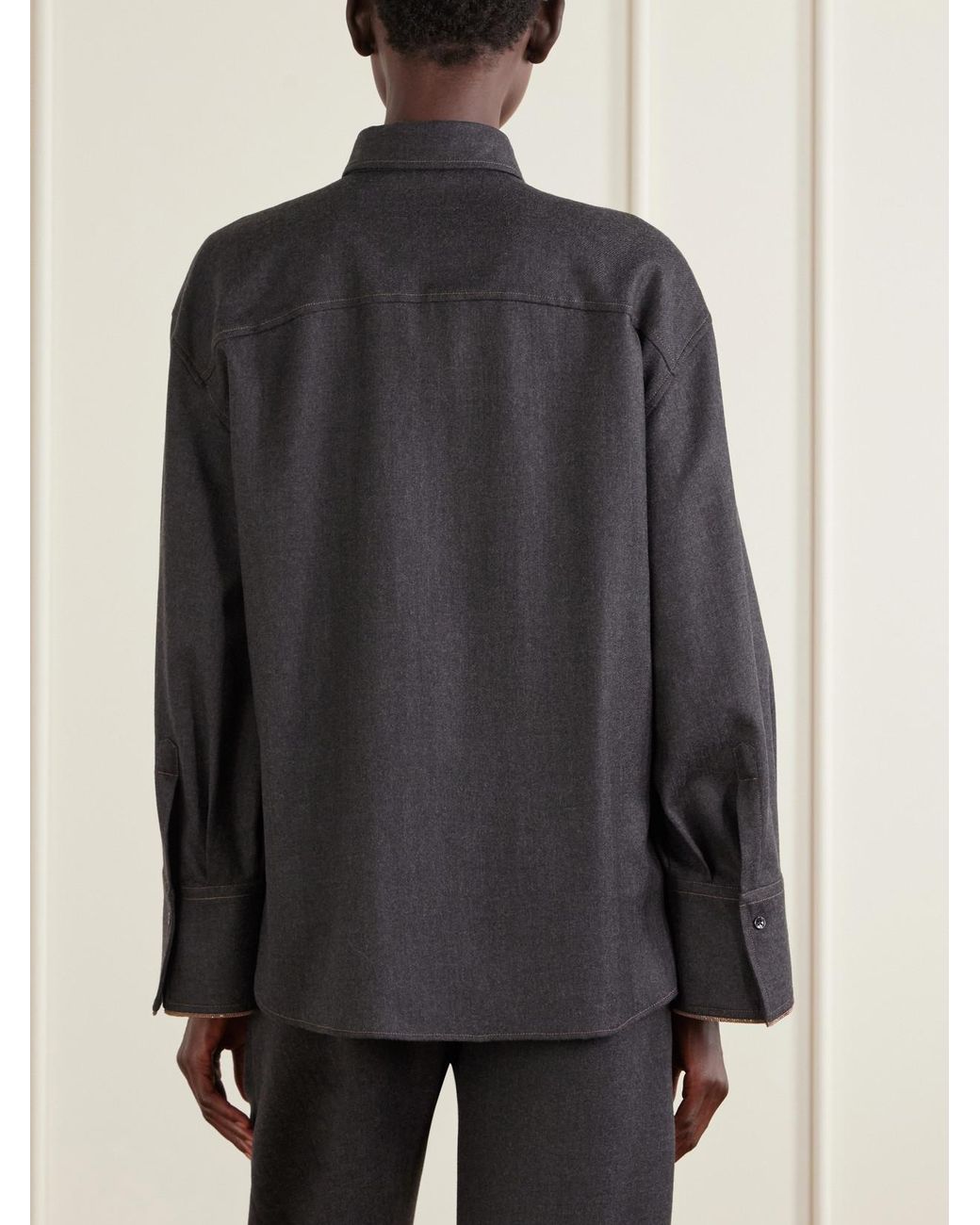 Brunello Cucinelli Blue Oversized Wool Shirt