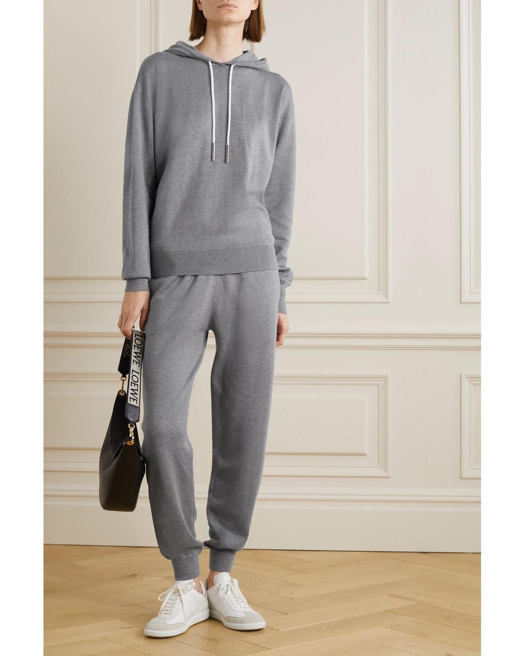Olivia Von Halle Gray Gia London Silk And Cashmere-Blend Hoodie And Track Pants Set