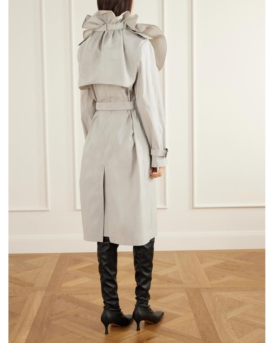 Burberry White Clare Belted Gabardine Trench Coat