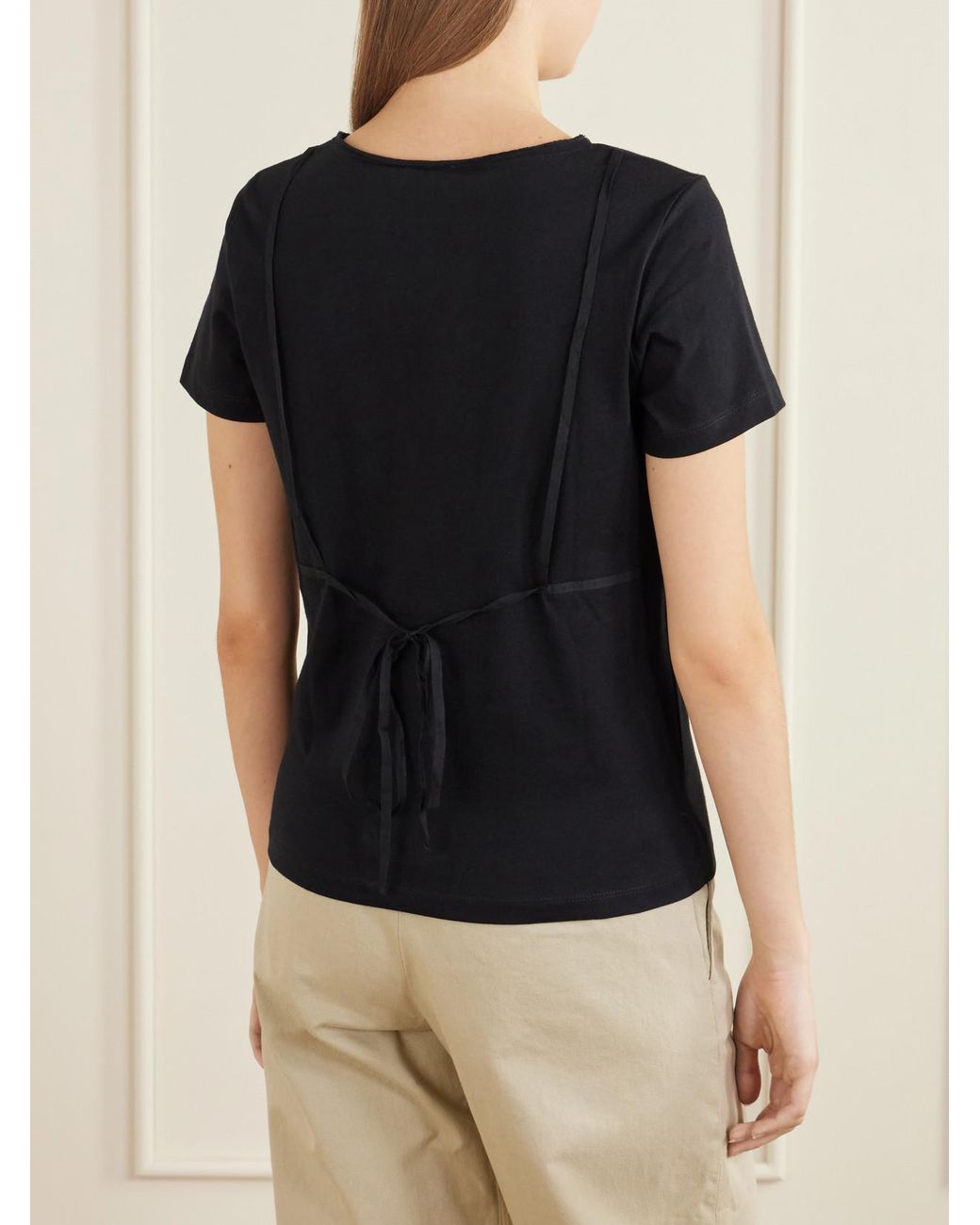 Deiji Studios Black Gathered Organic-Cotton T-Shirt