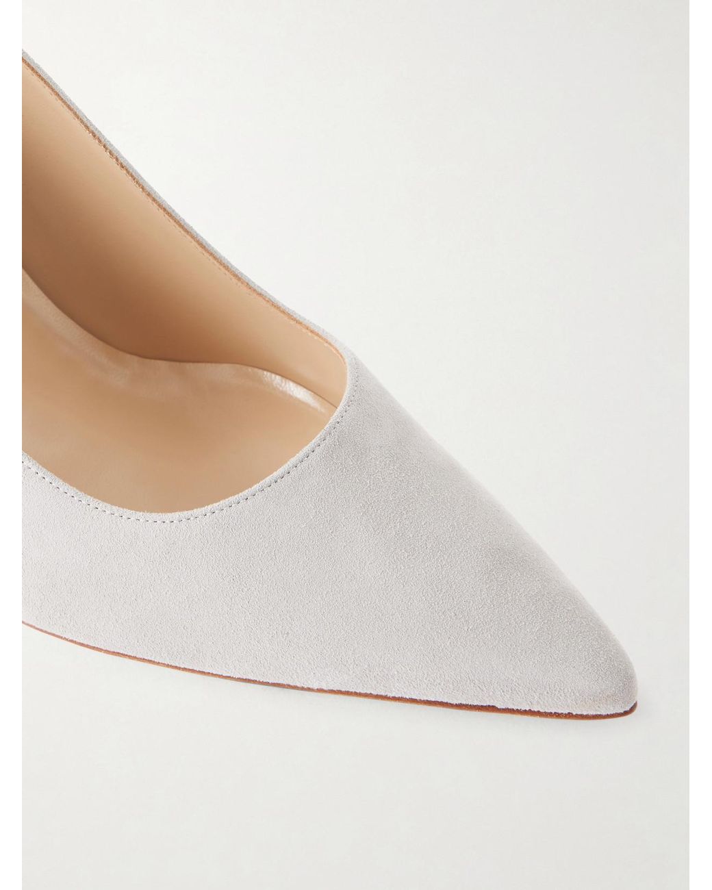 Manolo Blahnik White Bb 70 Suede Pumps