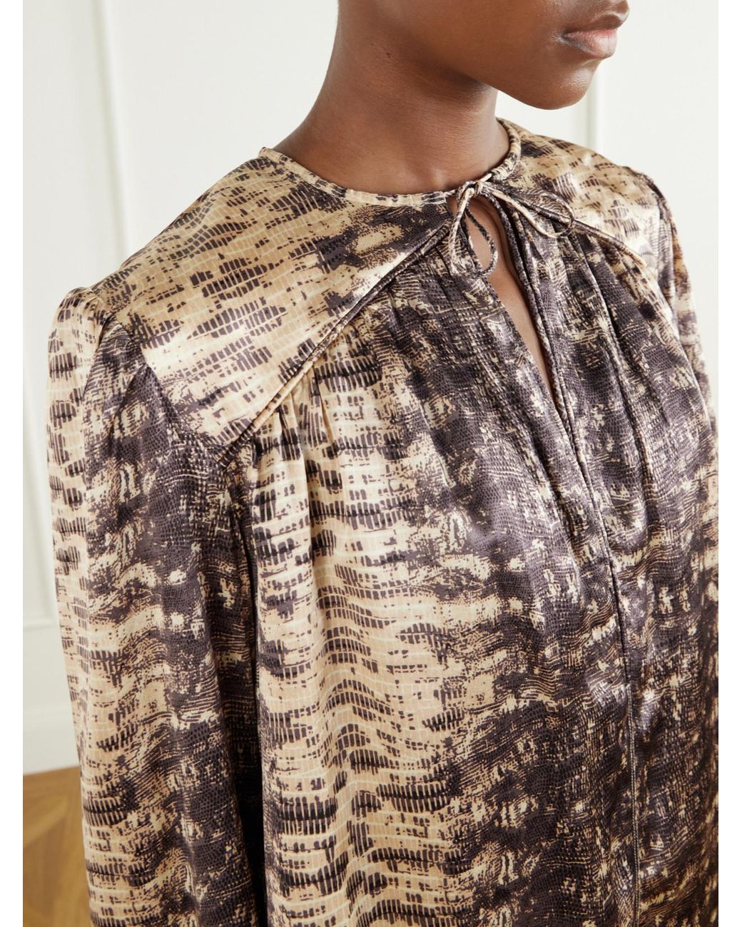 Isabel Marant Brown Laraya Printed Silk Blouse