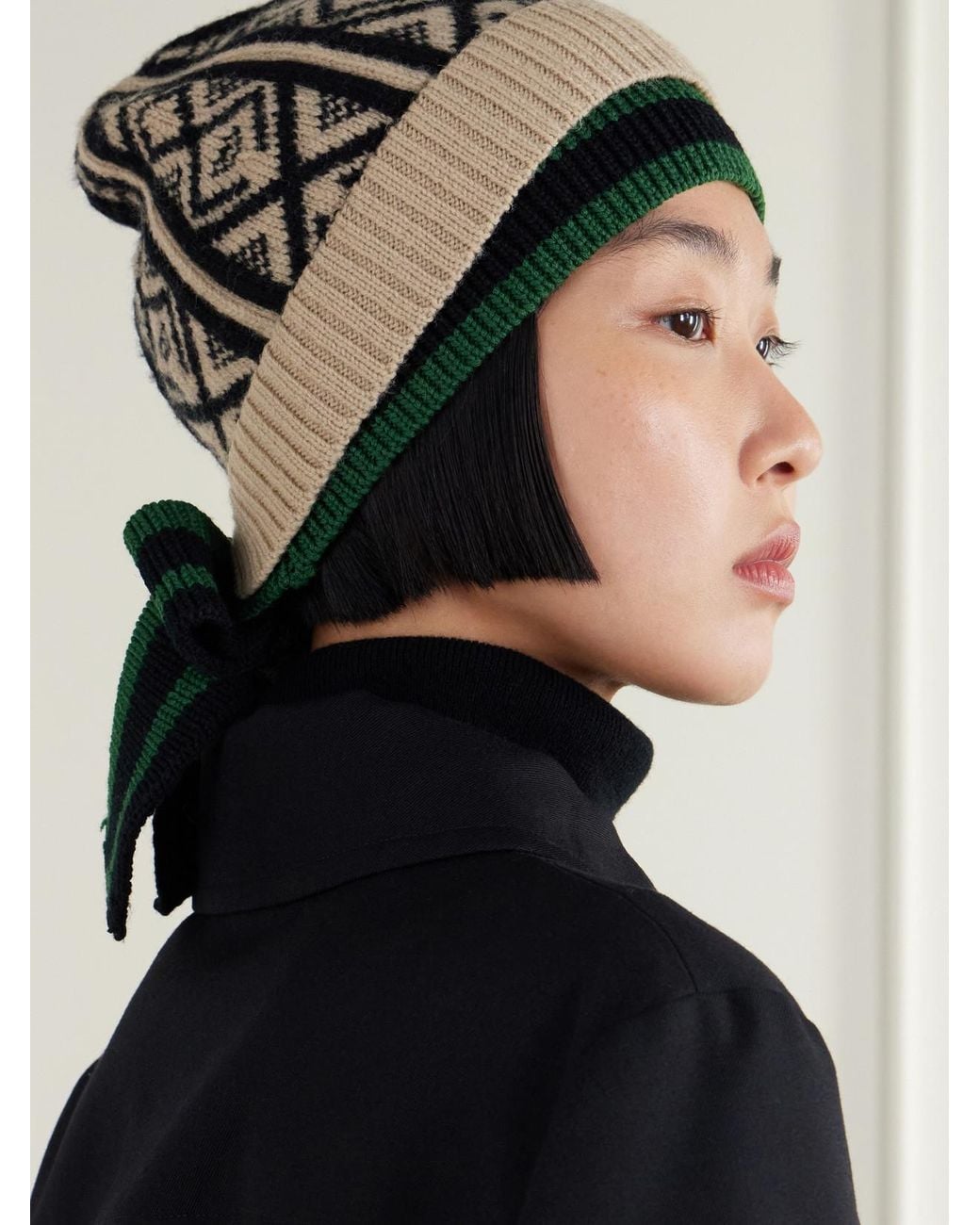Dries Van Noten Multicolor Tie-Detailed Intarsia-Wool Beanie