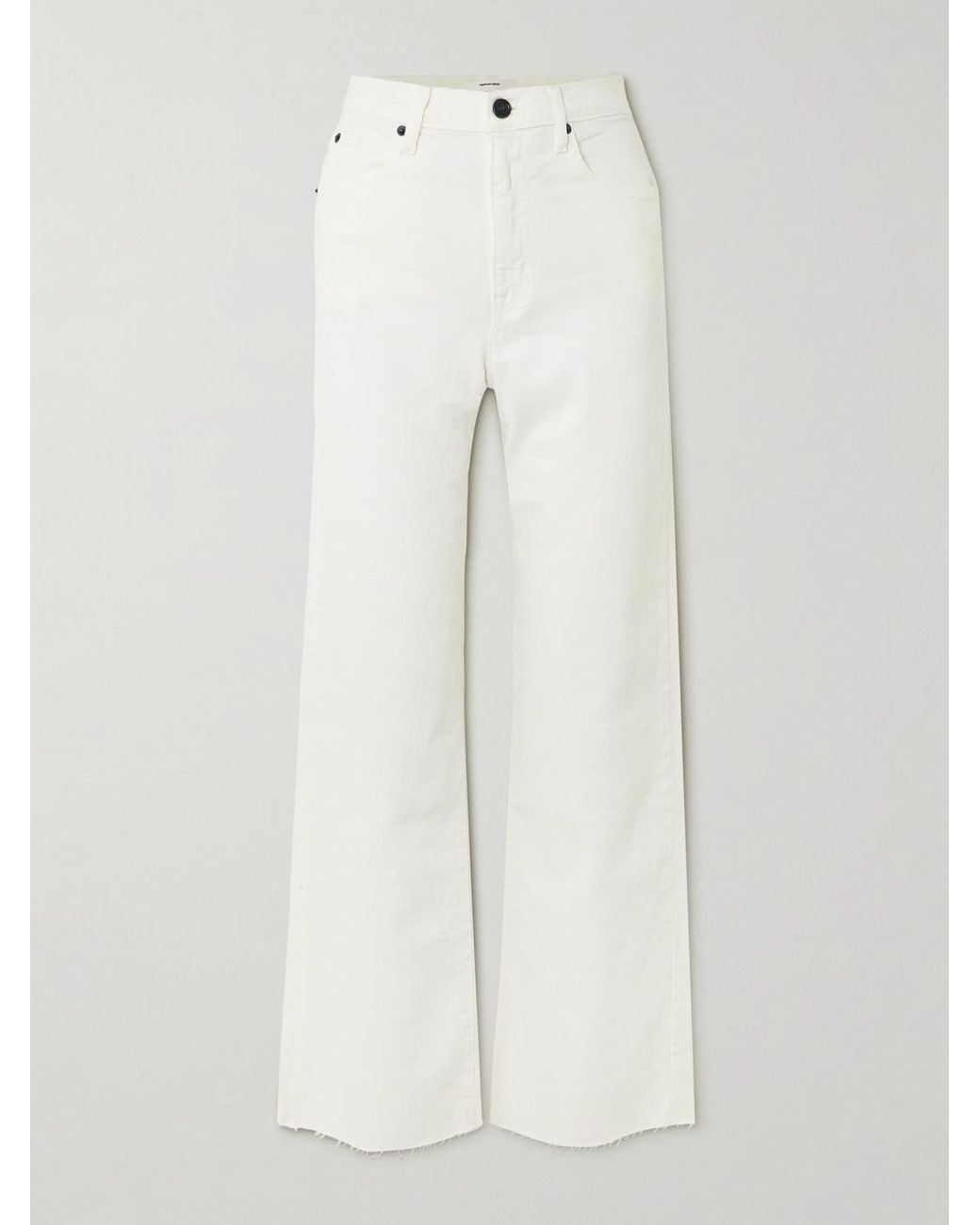 SLVRLAKE Denim White Grace Frayed High-Rise Wide-Leg Jeans