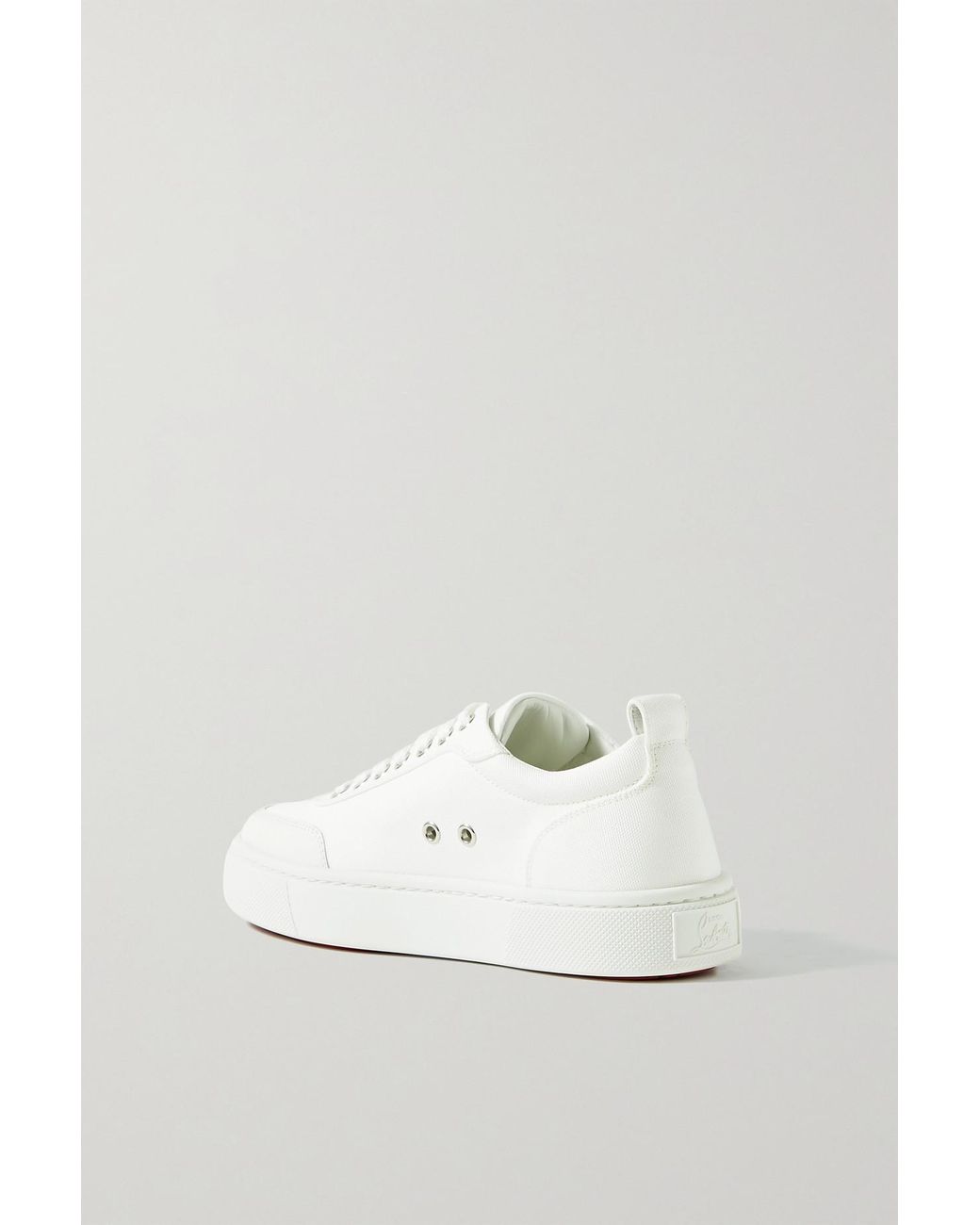 Christian Louboutin Simplerui Logo-detailed Leather-trimmed Canvas Sneakers  in White | Lyst