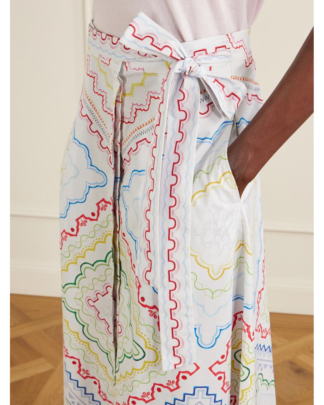 Mary Katrantzou White Printed Cotton-Blend Midi Coverup