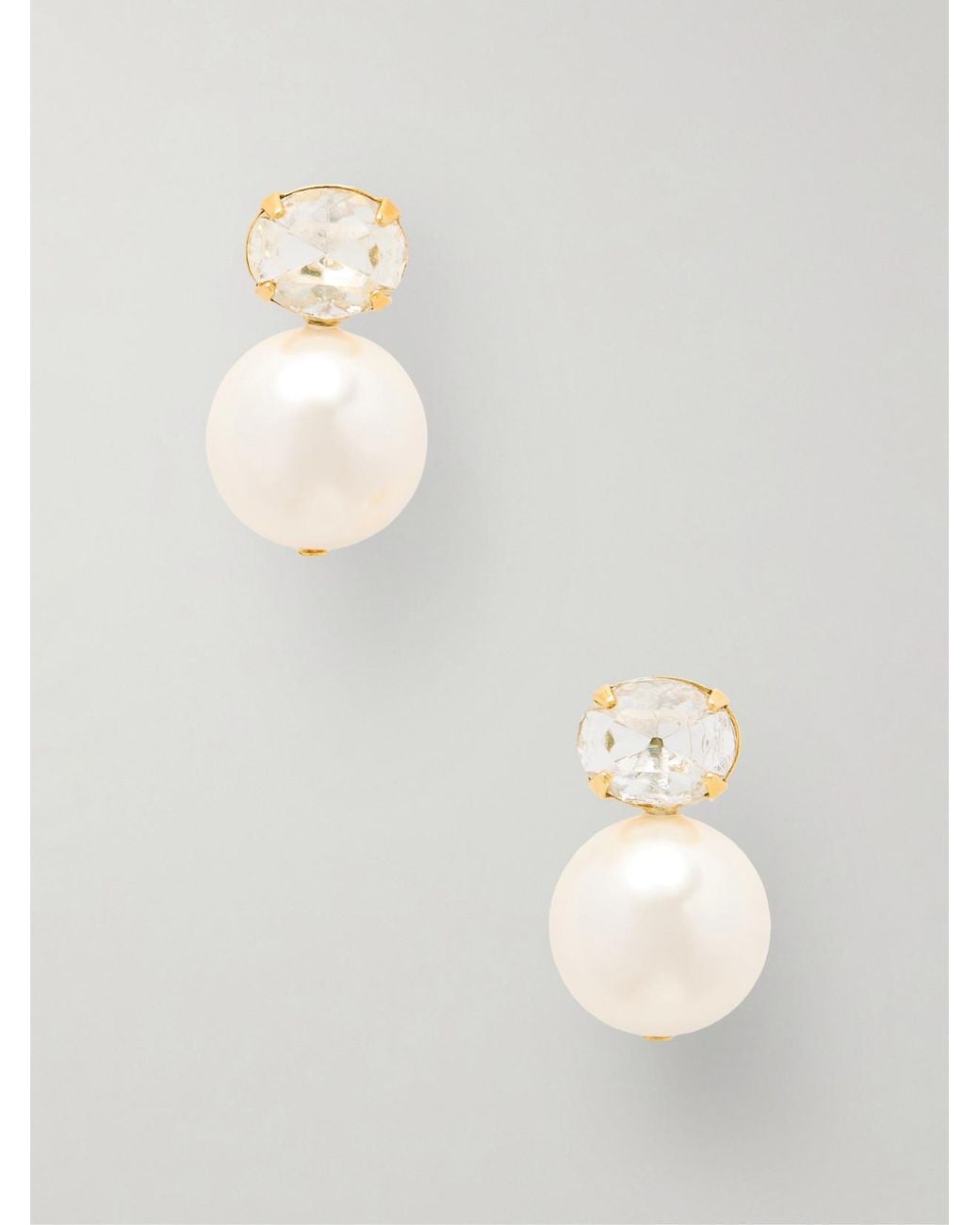 Jennifer Behr White Nina-Tone Crystal And Pearl Earrings