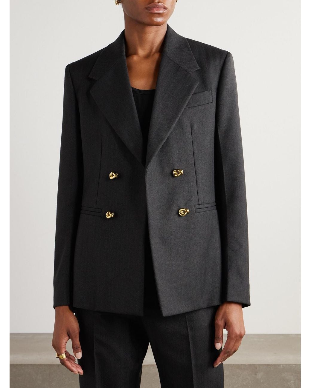 Bottega Veneta Black Double-Breasted Wool Blazer