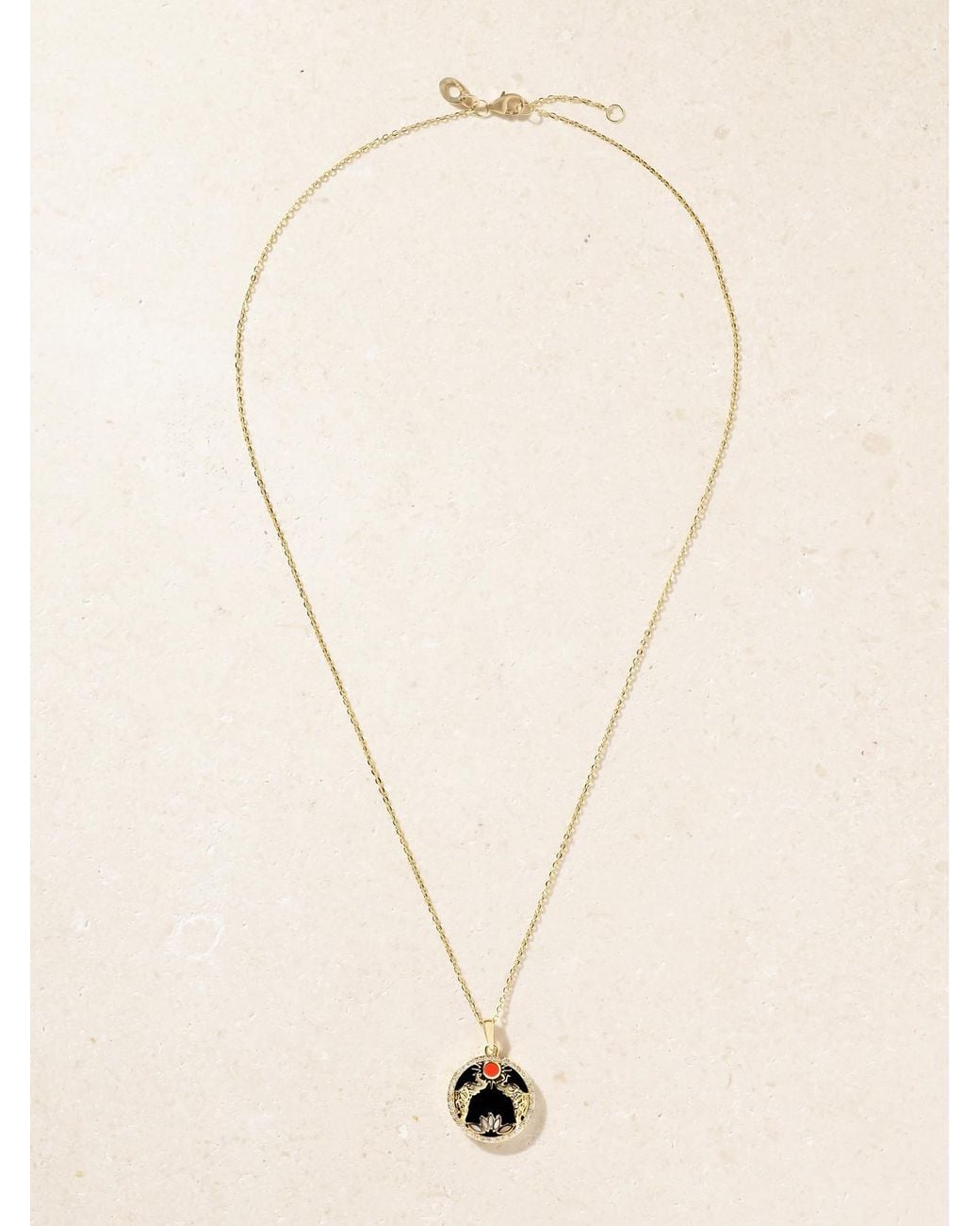 L'Atelier Nawbar Natural Golden Eclipse 18-Karat Multi-Stone Pendant Necklace