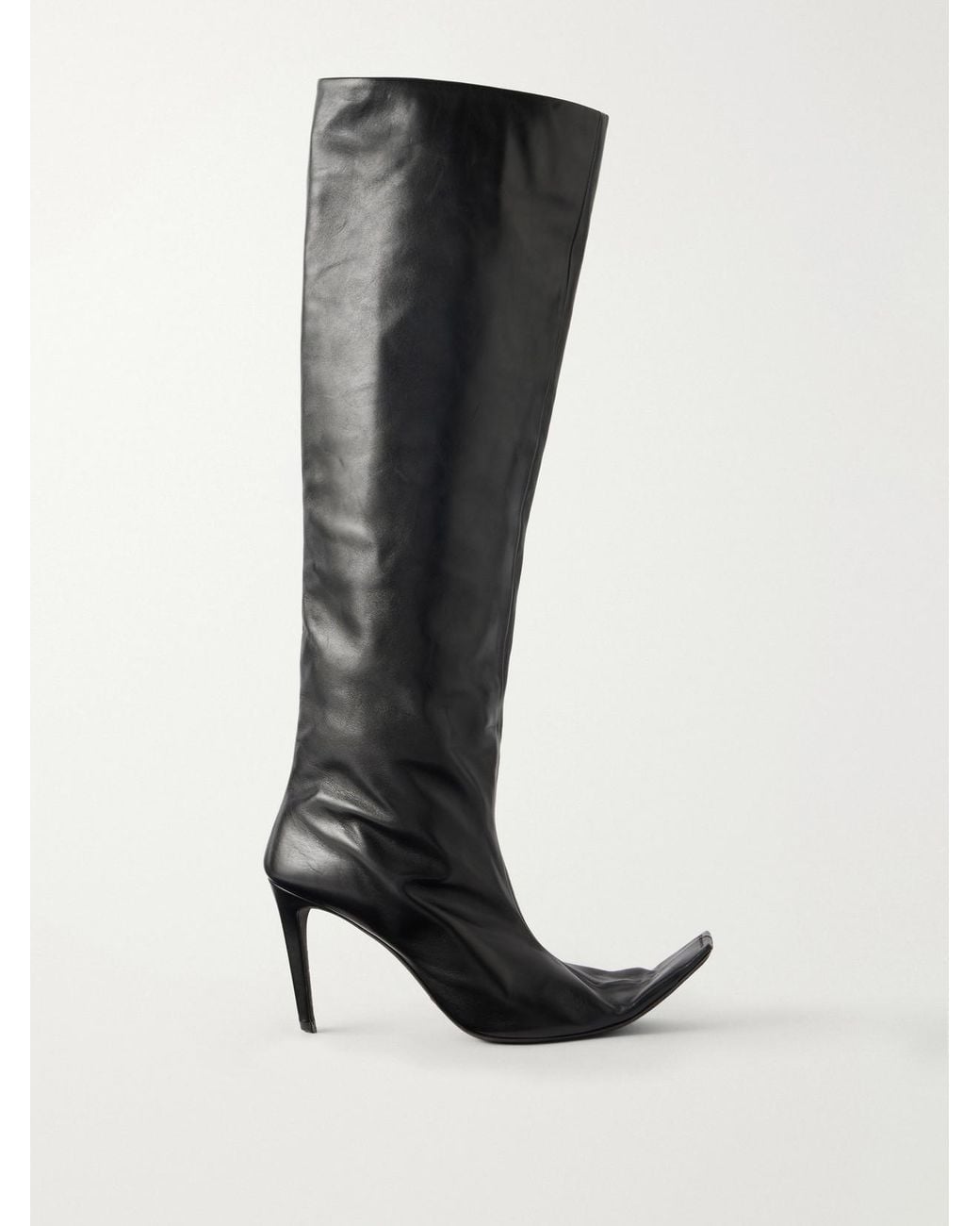 Khaite Black Marlene 85 Leather Knee Boots