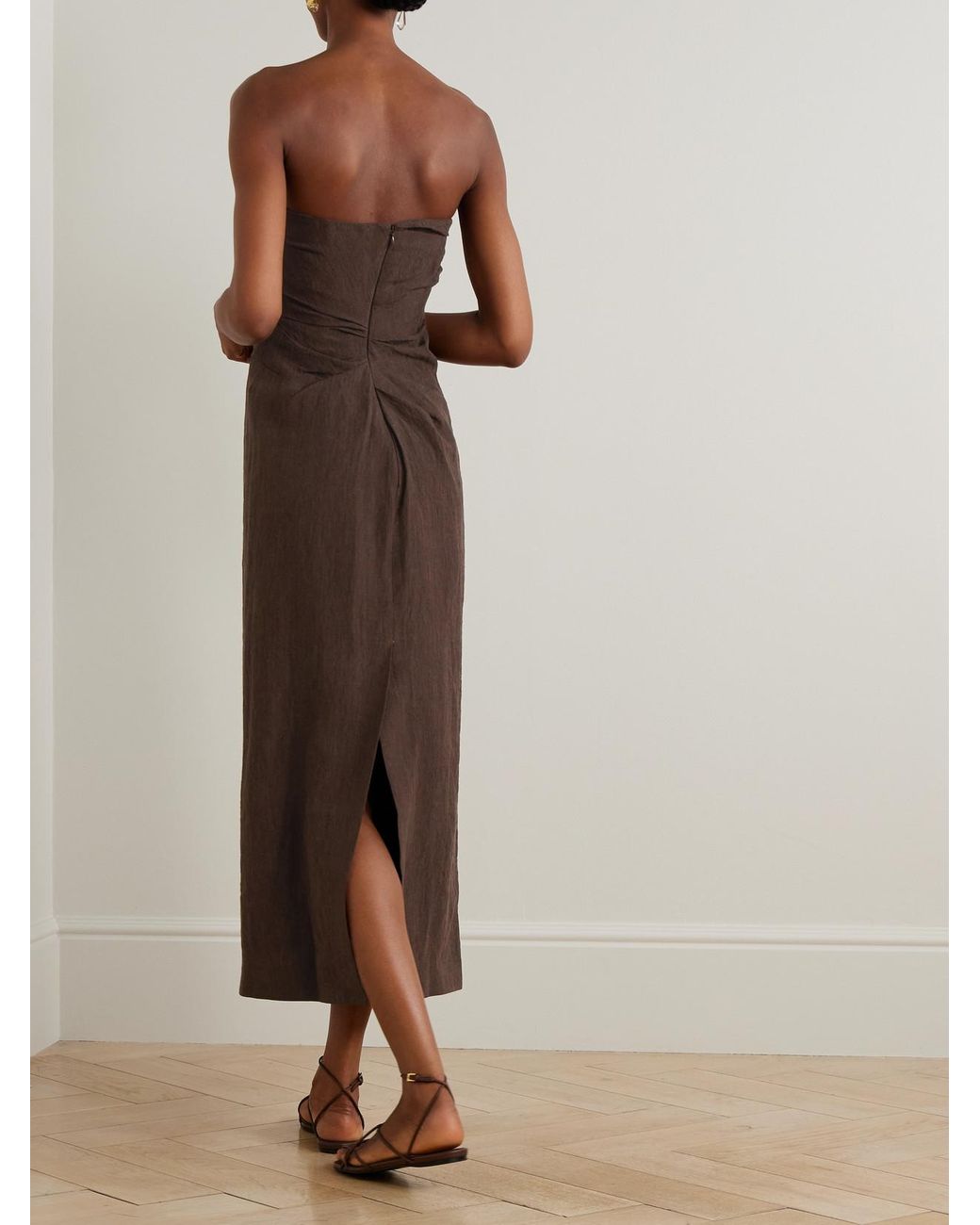 chinese dress ladies Venroy Linen Strapless Mini Dress