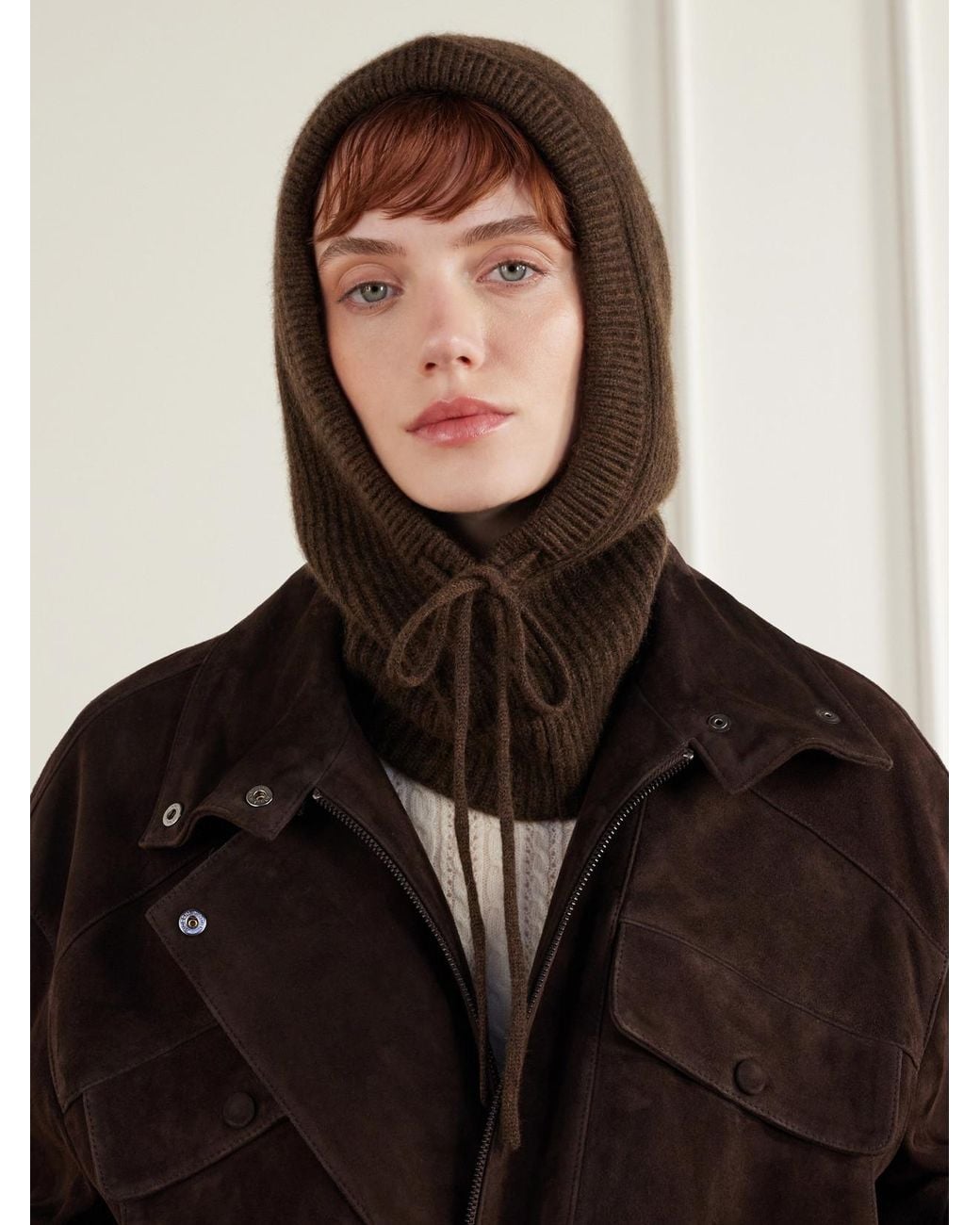 arch4 Brown Klosters Ribbed Cashmere Balaclava