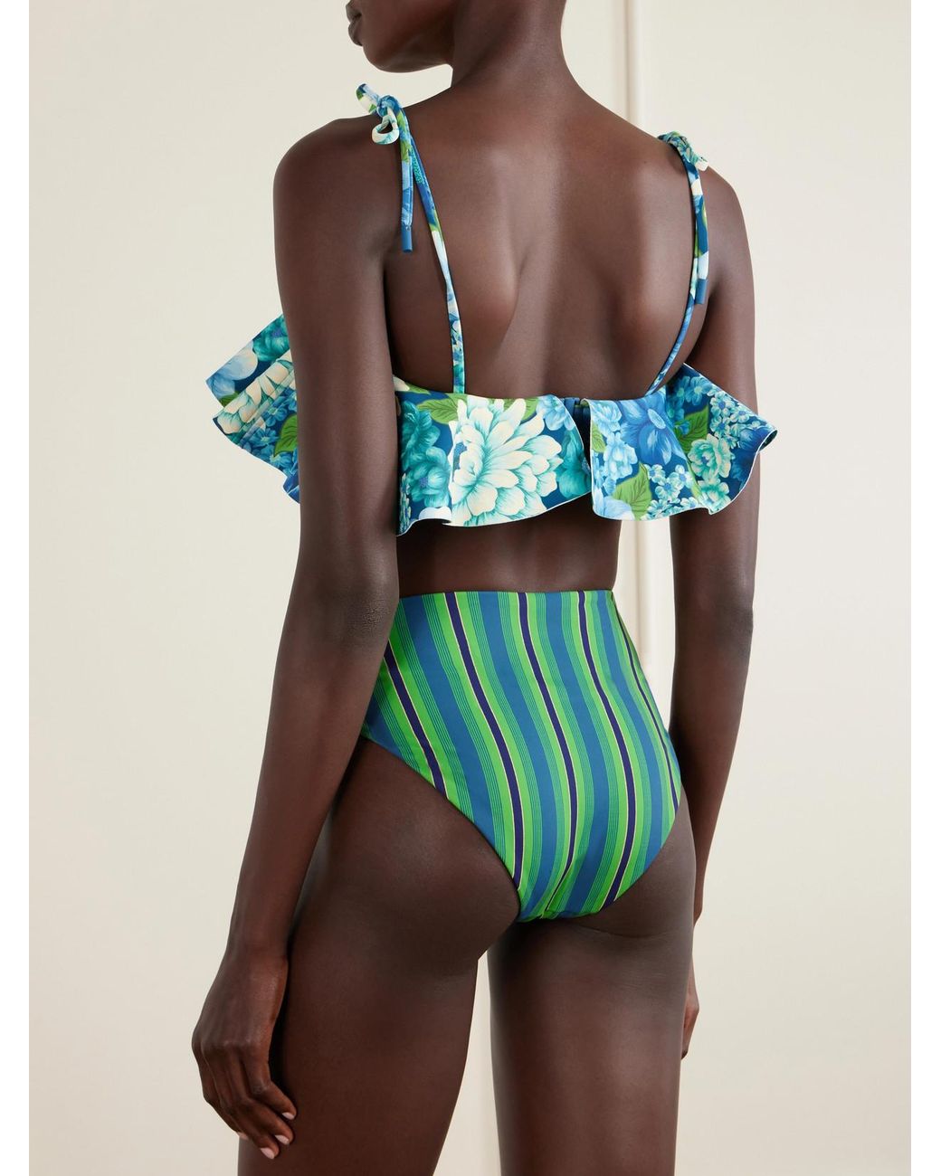 ALÉMAIS Blue Margo Striped Bikini Brief