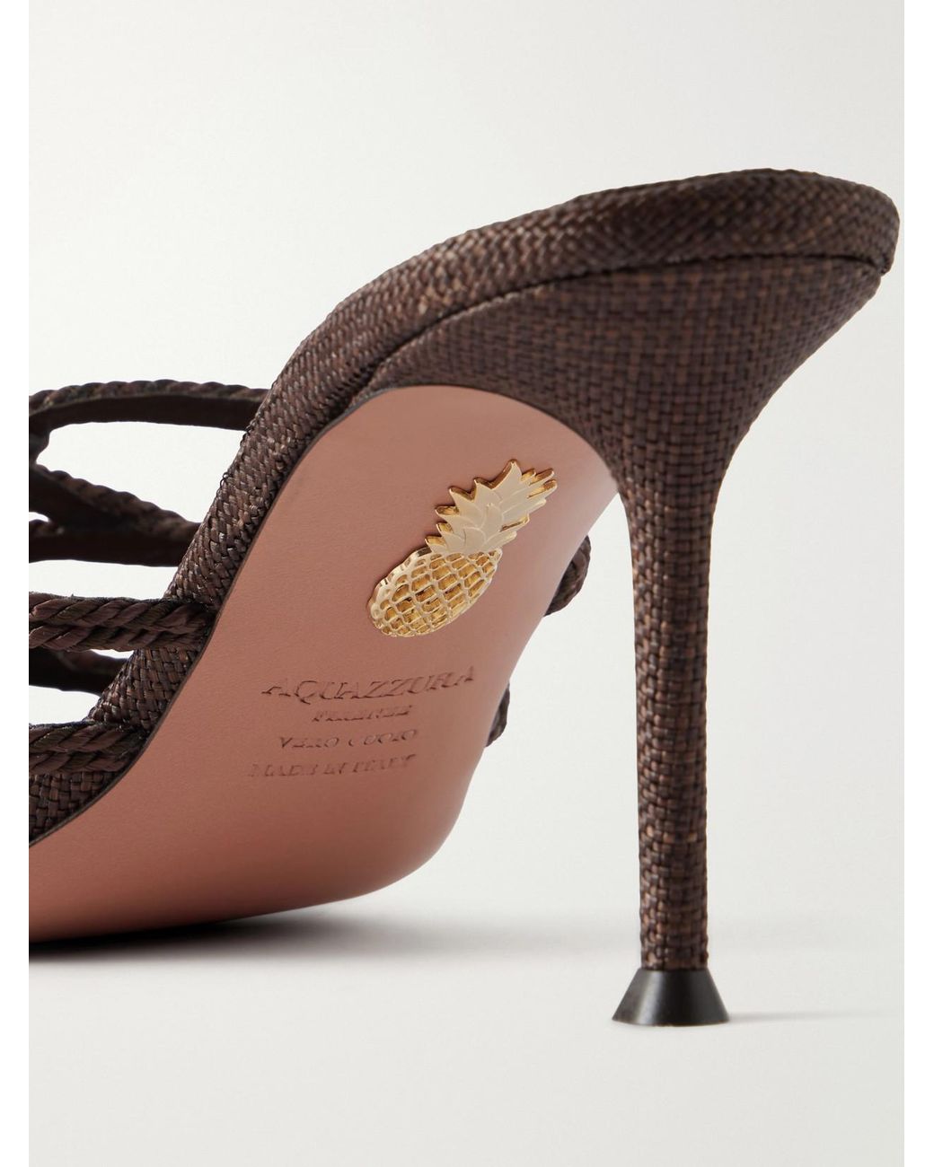 Aquazzura Natural Luna Rope 75 Raffia-Trimmed Cord Mules
