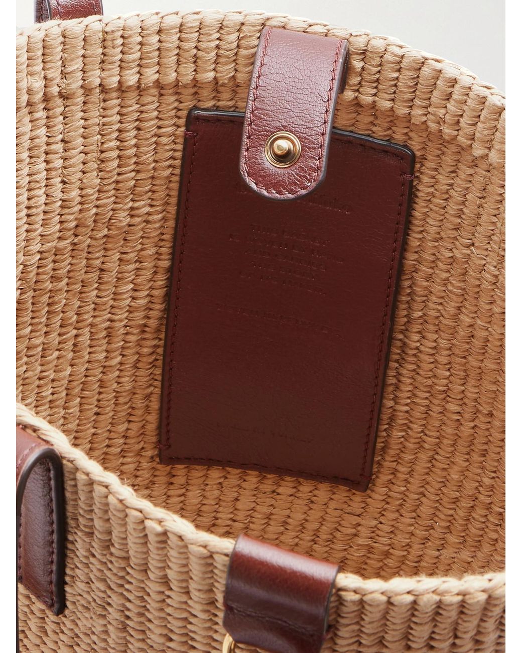 Chloé Natural Leather-Trimmed Raffia Tote Bag