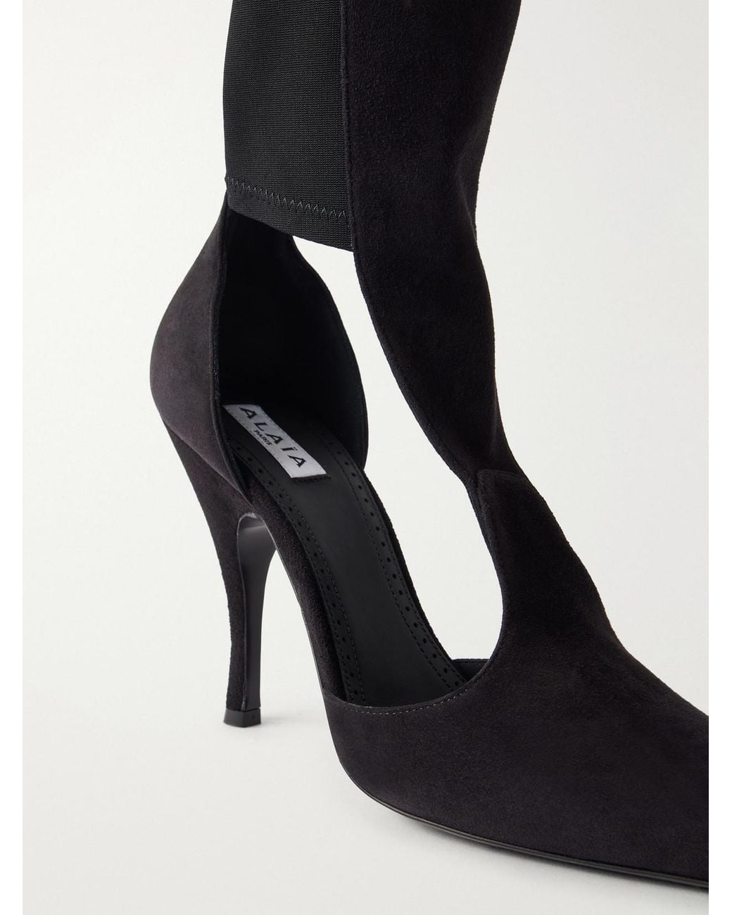Alaïa Black Cuissardes 100 Suede And Stretch-Knit Over-The-Knee Boots