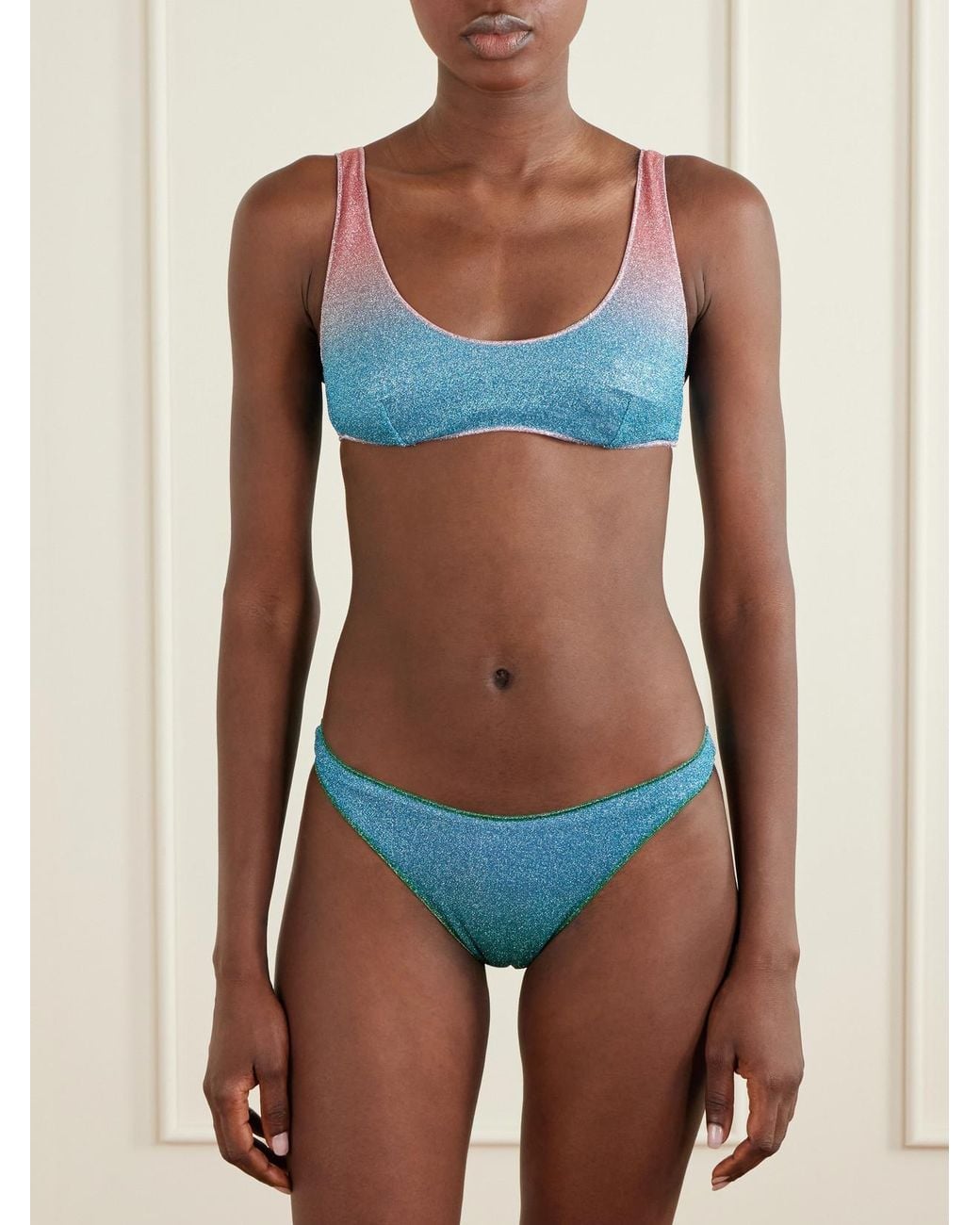 Oseree Blue Lumière Metallic Lurex Bikini