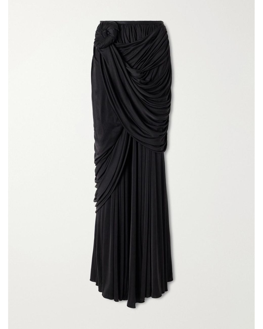 Heirlome Black Effie Draped Silk-Jersey Maxi Skirt