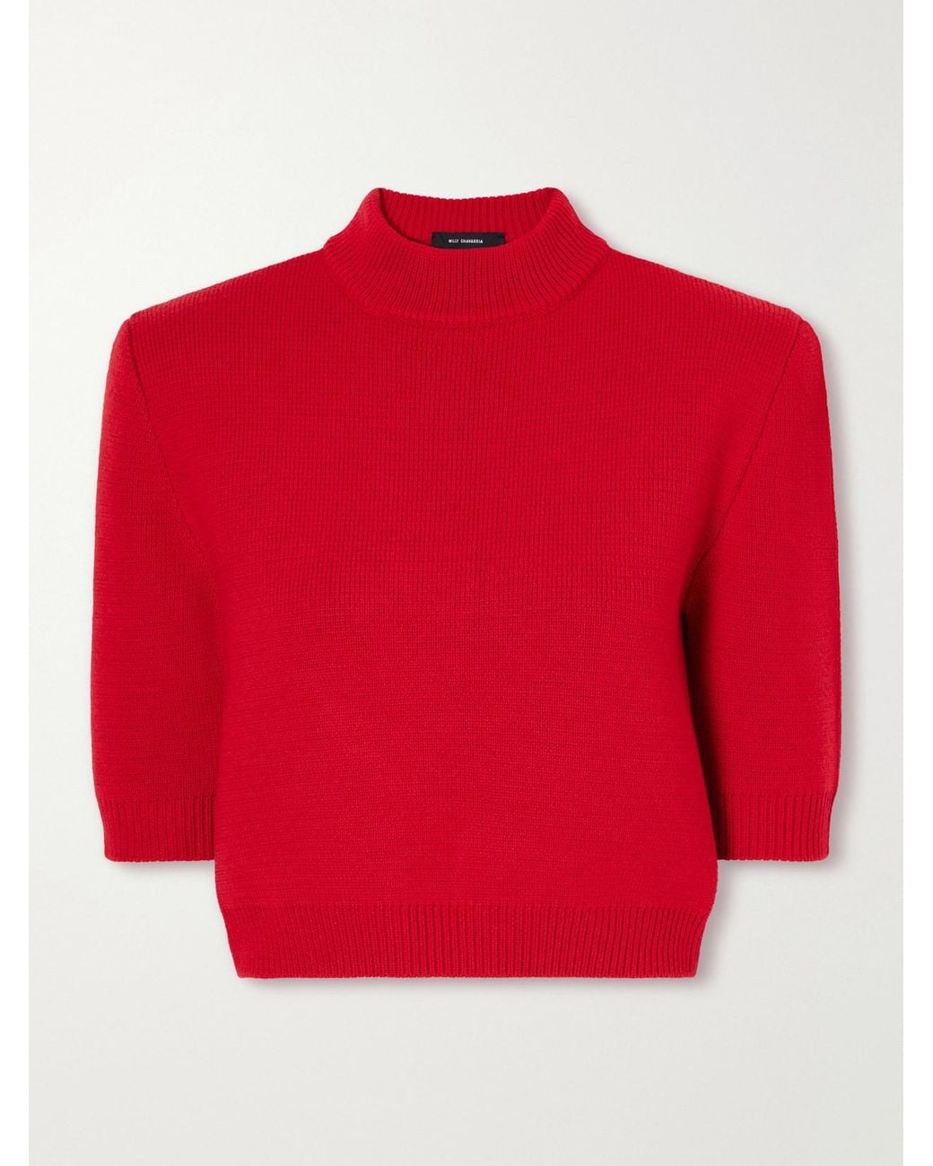 Willy Chavarria Red Chavela Cropped Wool Sweater