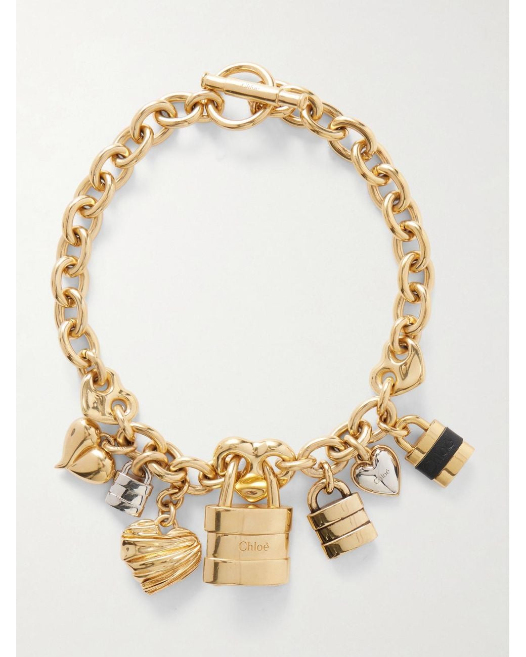 Chloé Metallic Tone And Leather Necklace