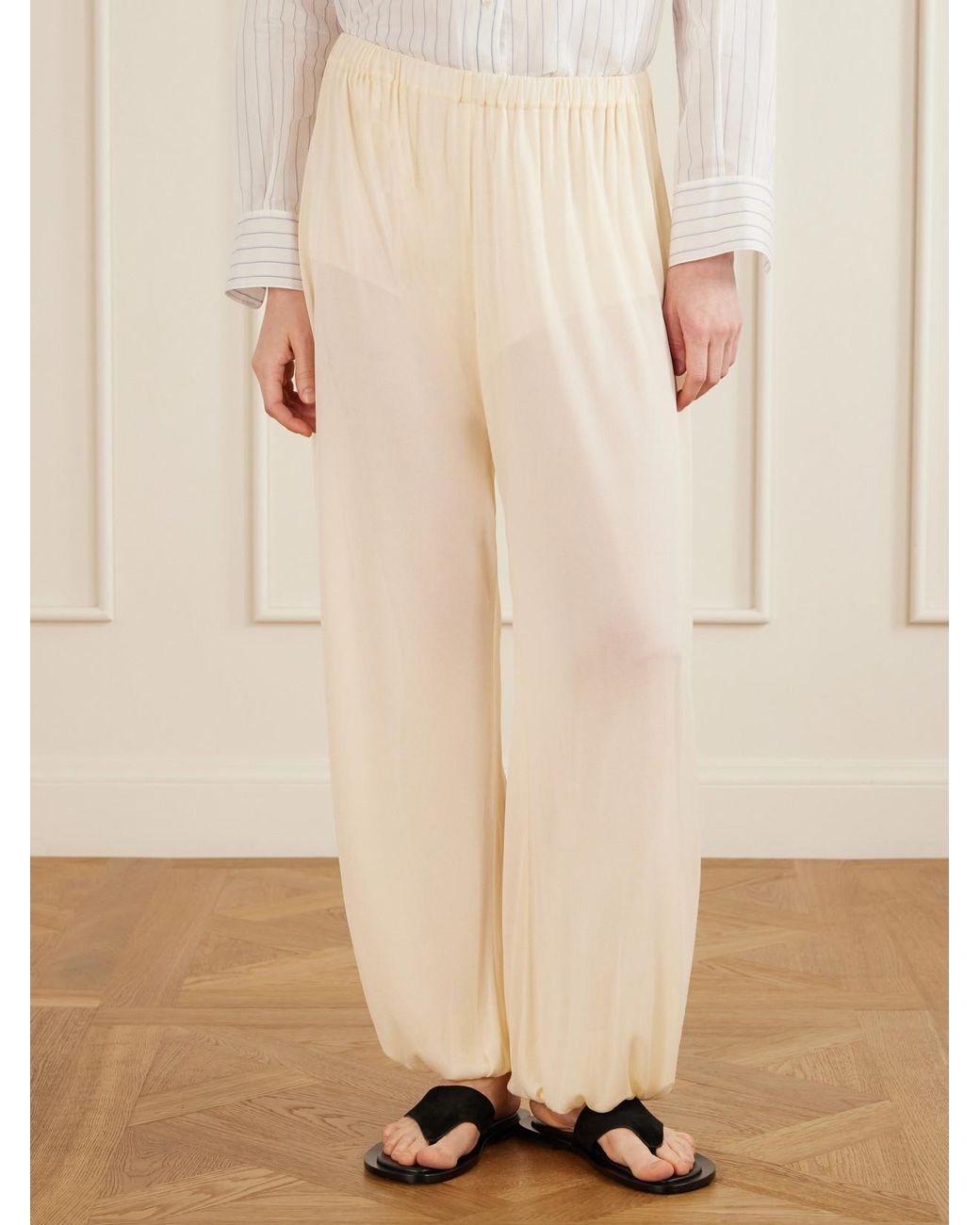Aflalo Natural Lolana Satin-Jersey Balloon Pants