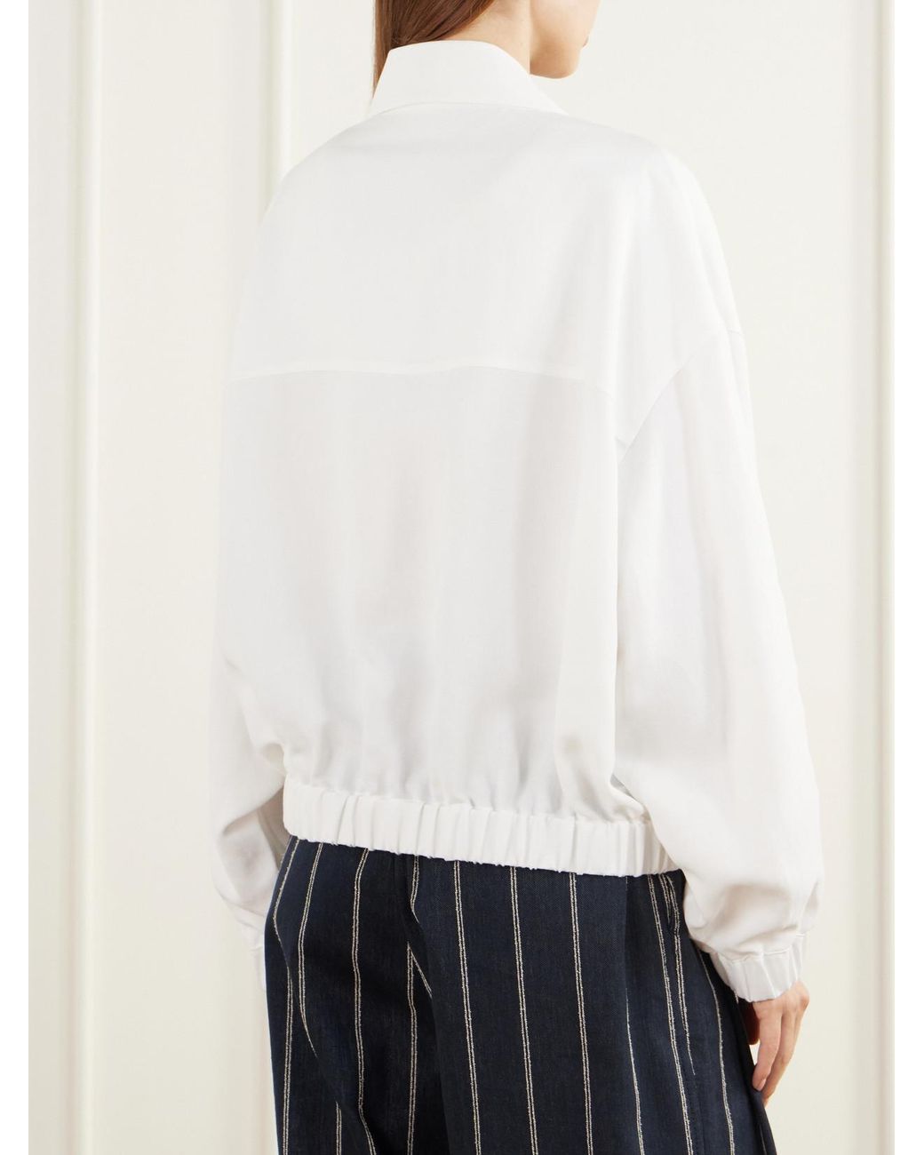 Brunello Cucinelli White Twill Blouson Jacket