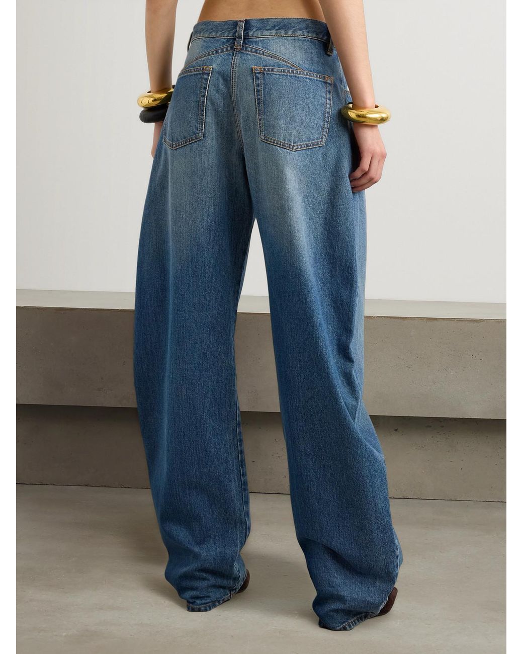 Alaïa Blue Low-Rise Barrel-Leg Jeans