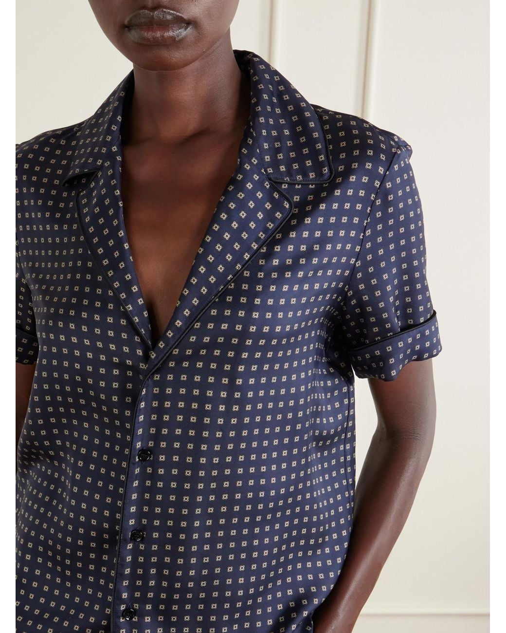 Saint Laurent Blue Printed Silk-Twill Shirt