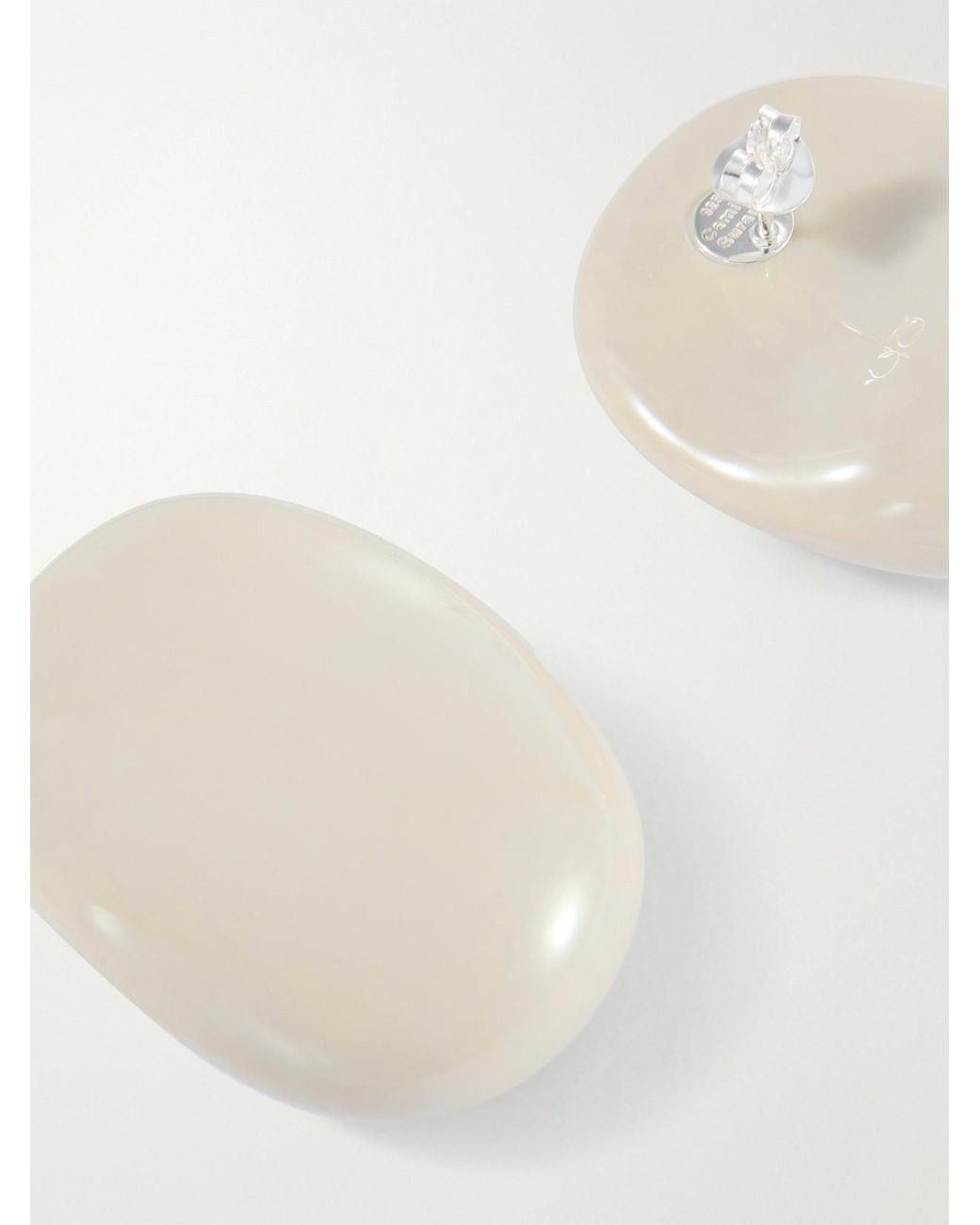 Camille Surault White Blowblow Resin And Sterling Earrings