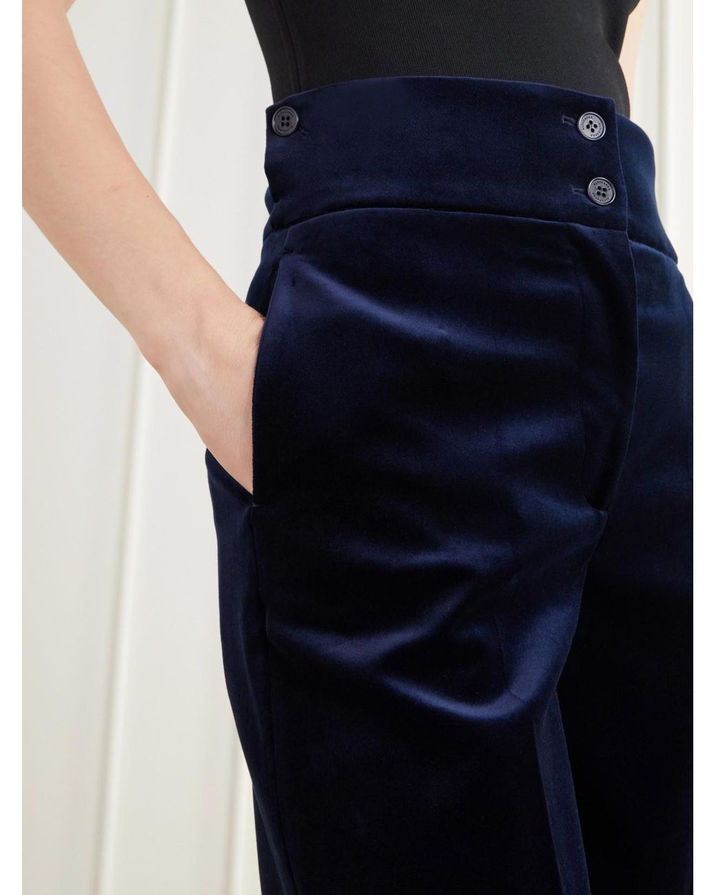 Altuzarra Blue Rudy Cotton-Blend Velvet Straight-Leg Pants