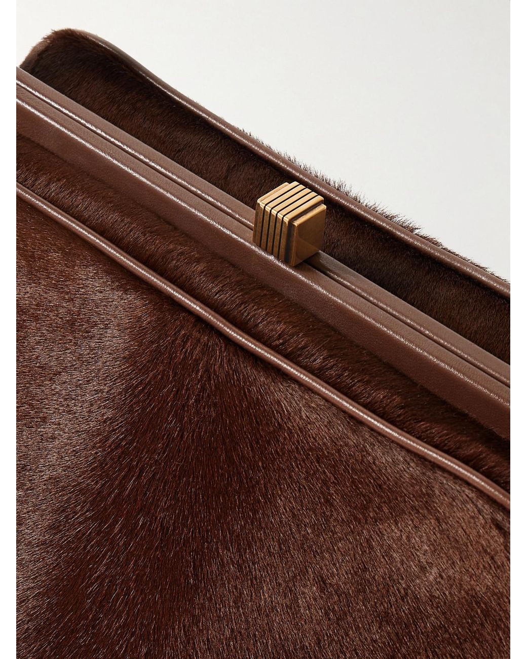 Khaite Brown Cate Leather-Trimmed Calf Hair Tote