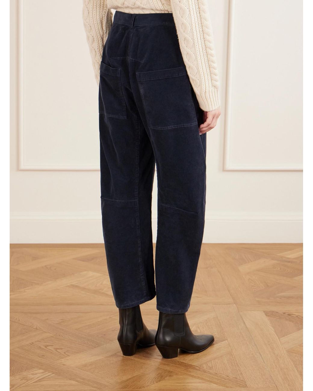 Nili Lotan Blue Shon Cotton-Blend Twill Tapered Pants