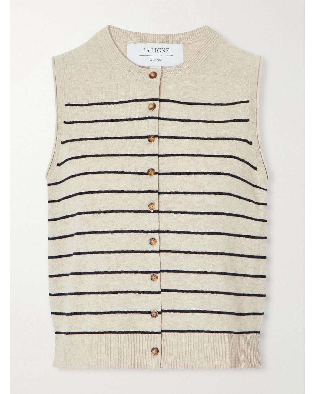 La Ligne Natural Lee Striped Knitted Vest