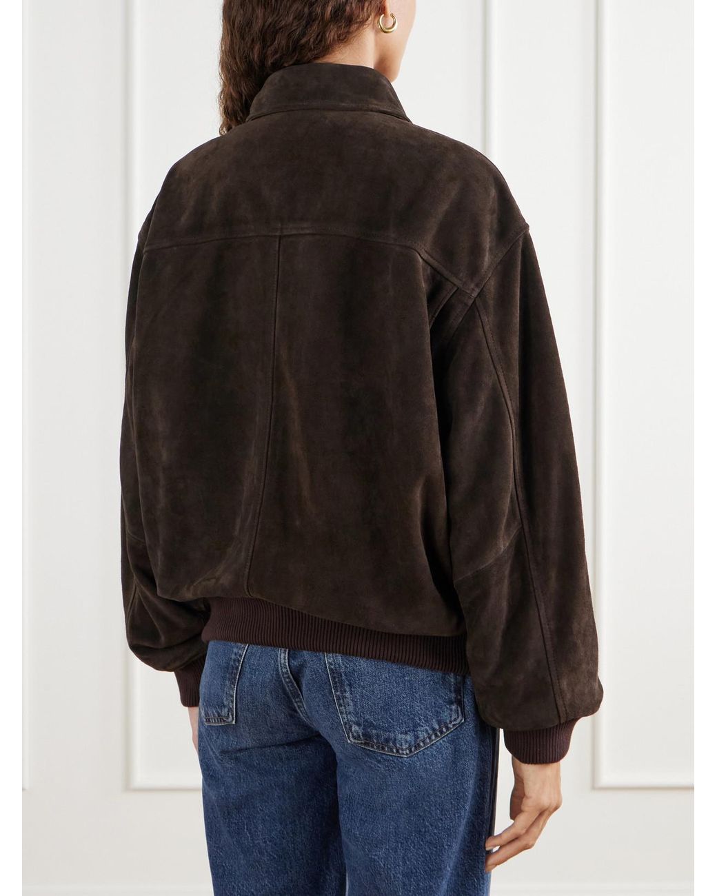 Citizens of Humanity Brown Vivienne Rib-Trimmed Suede Jacket