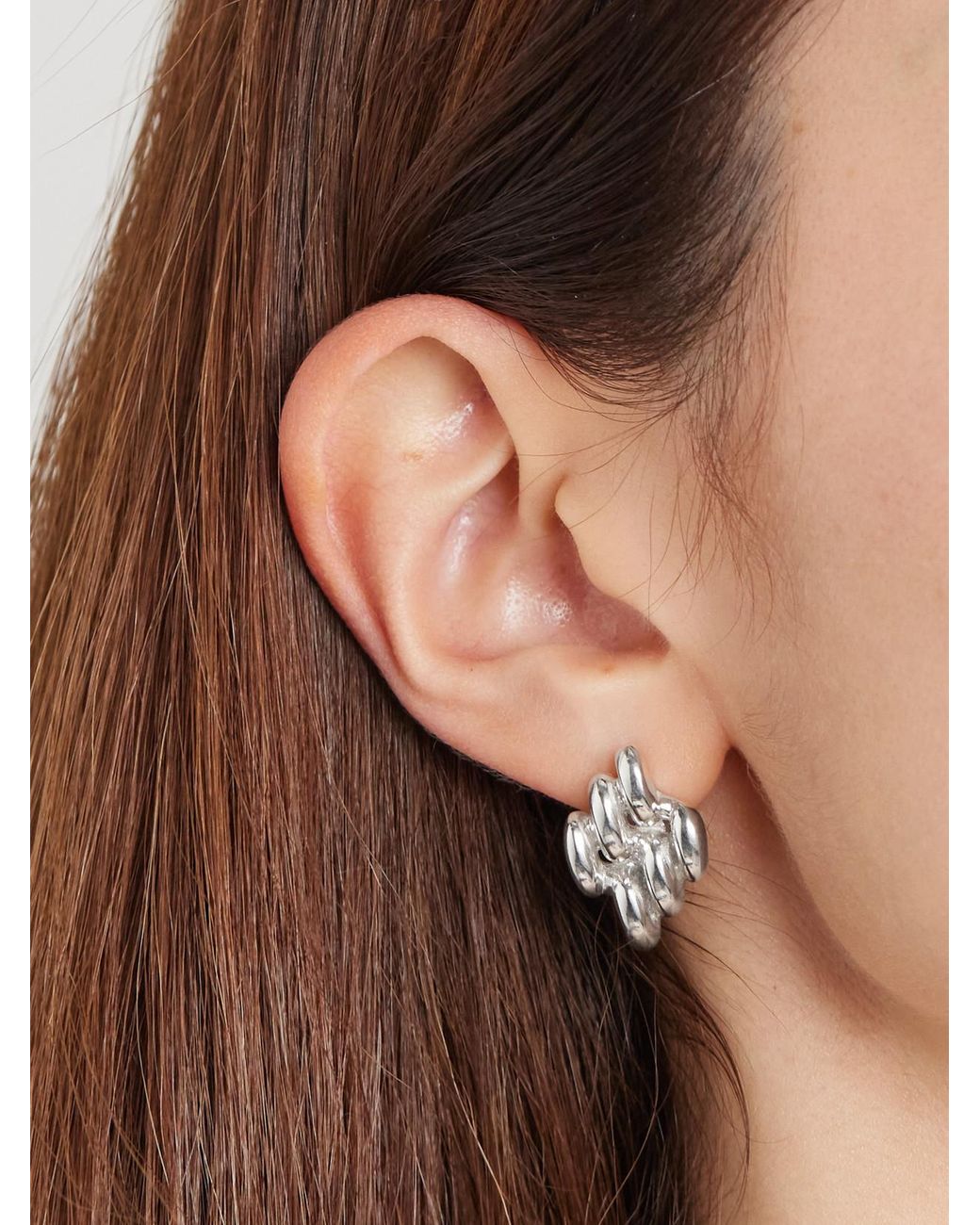 YSSO White Mini Chain Link Ohrringe Aus Sterlingsilber