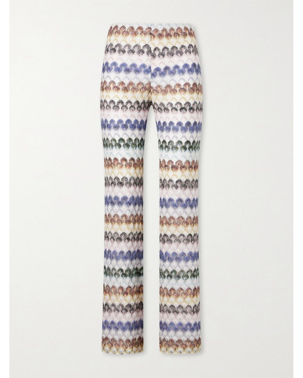Missoni White Embellished Crochet-Knit Flared Pants
