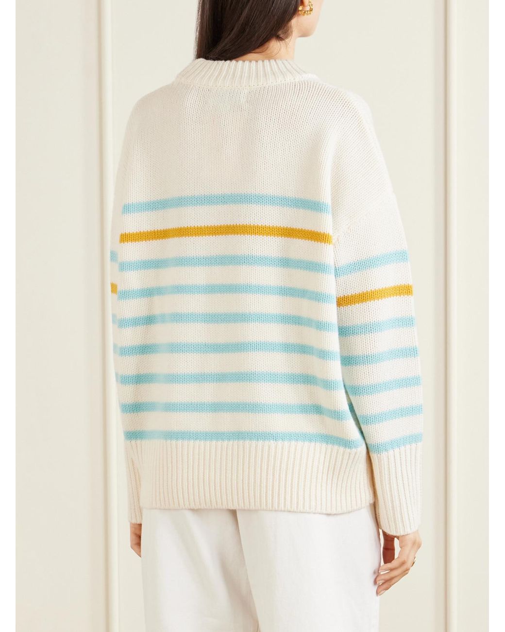 La Ligne Blue Marin Striped Wool And Cashmere-Blend Sweater