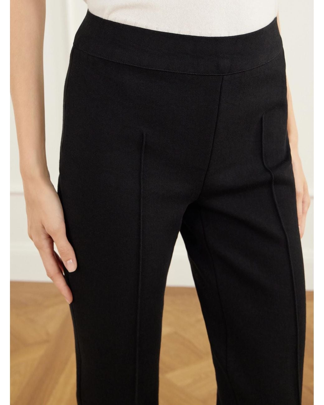 High Sport Black Geo Kick Stretch Cotton-Blend Jersey Flared Pants