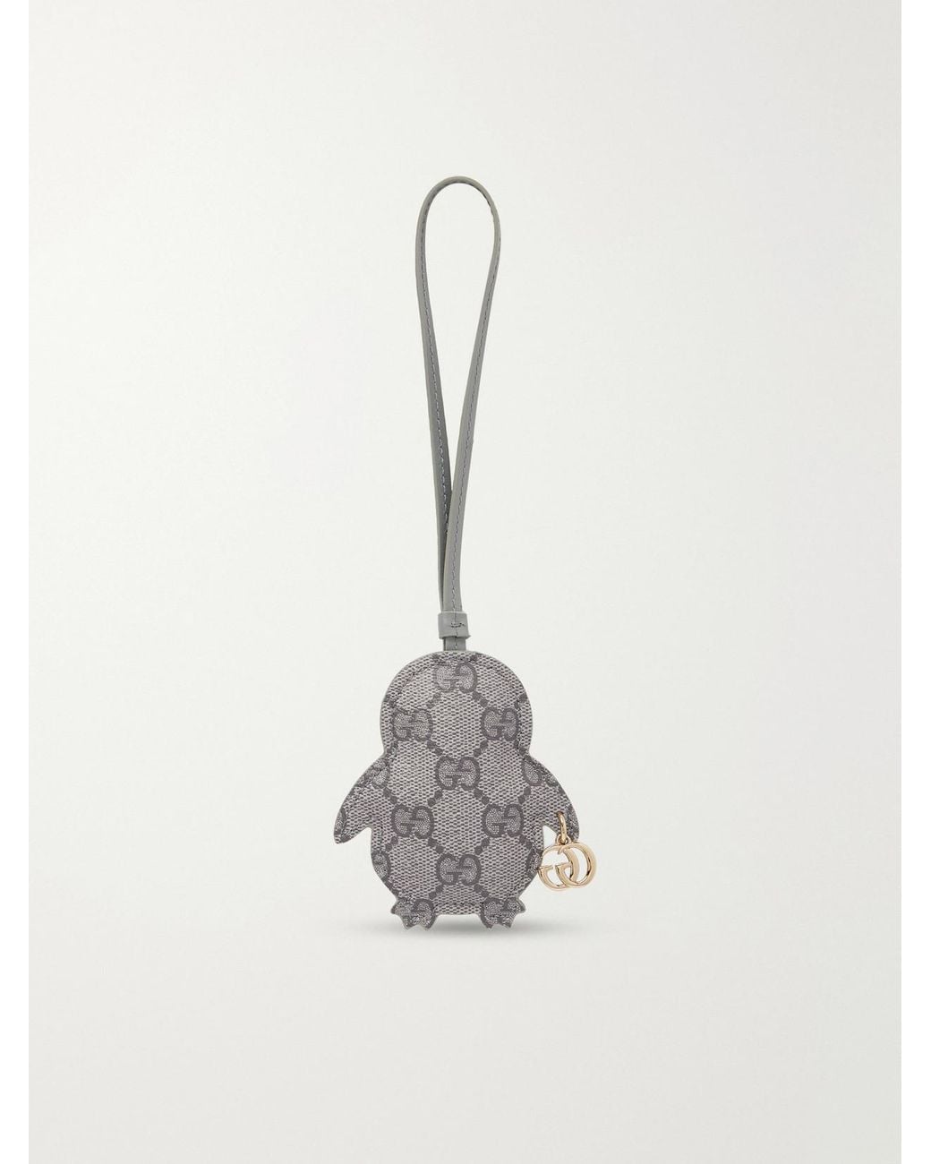Gucci White Embellished Leather-Trimmed Printed Coated-Canvas Bag Charm
